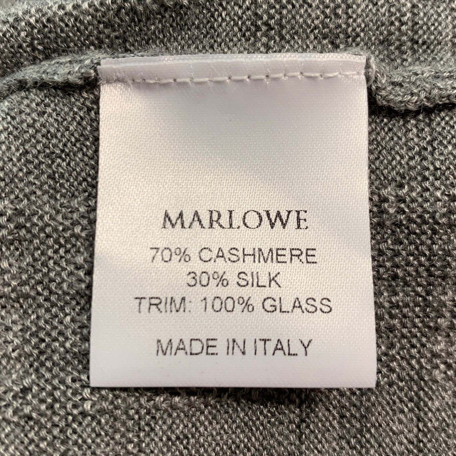 Other MARLOWE S Grey Black Cashmere Silk Beaded V Neck Casual Top Size S / US 4 / IT 40 - 6 Thumbnail