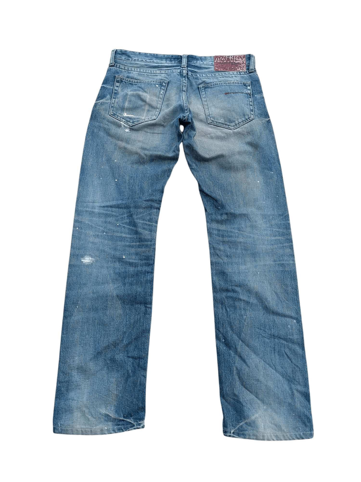 Japanese Brand × Vintage Japanese Varosh Splash Painted Whiskers Faded Denim E221 Size US 32 / EU 48 - 4 Thumbnail