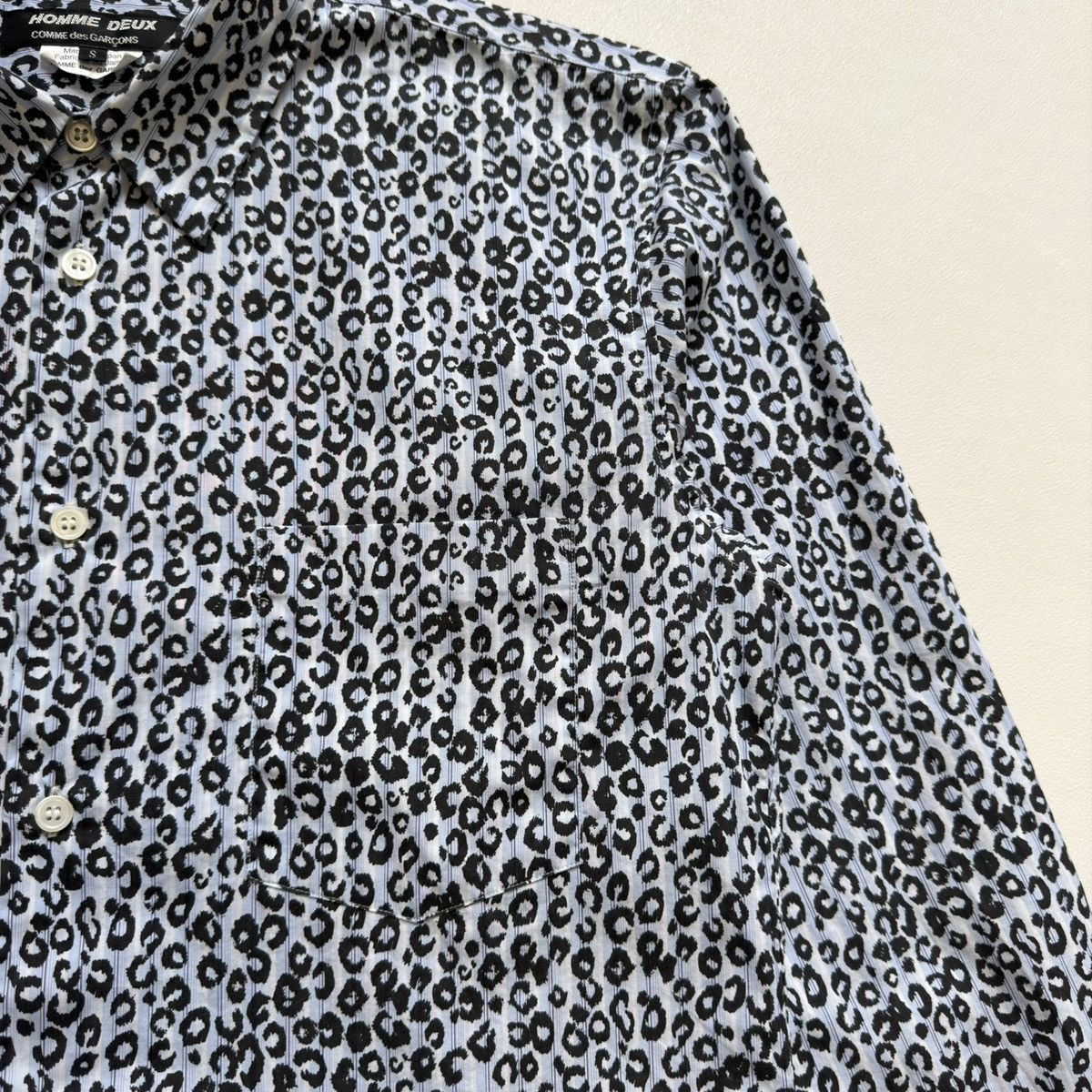 Comme des Garcons White / Blue Striped Leopard Print Shirt Size US S / EU 44-46 / 1 - 5 Thumbnail