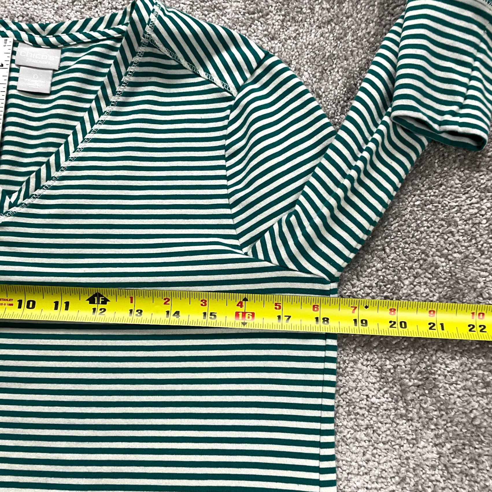 Vintage VINTAGE Chico's Zenergy Women's T-Shirt Small Green Striped Cotton Spandex Casual Shirt Size S / US 4 / IT 40 - 6 Thumbnail
