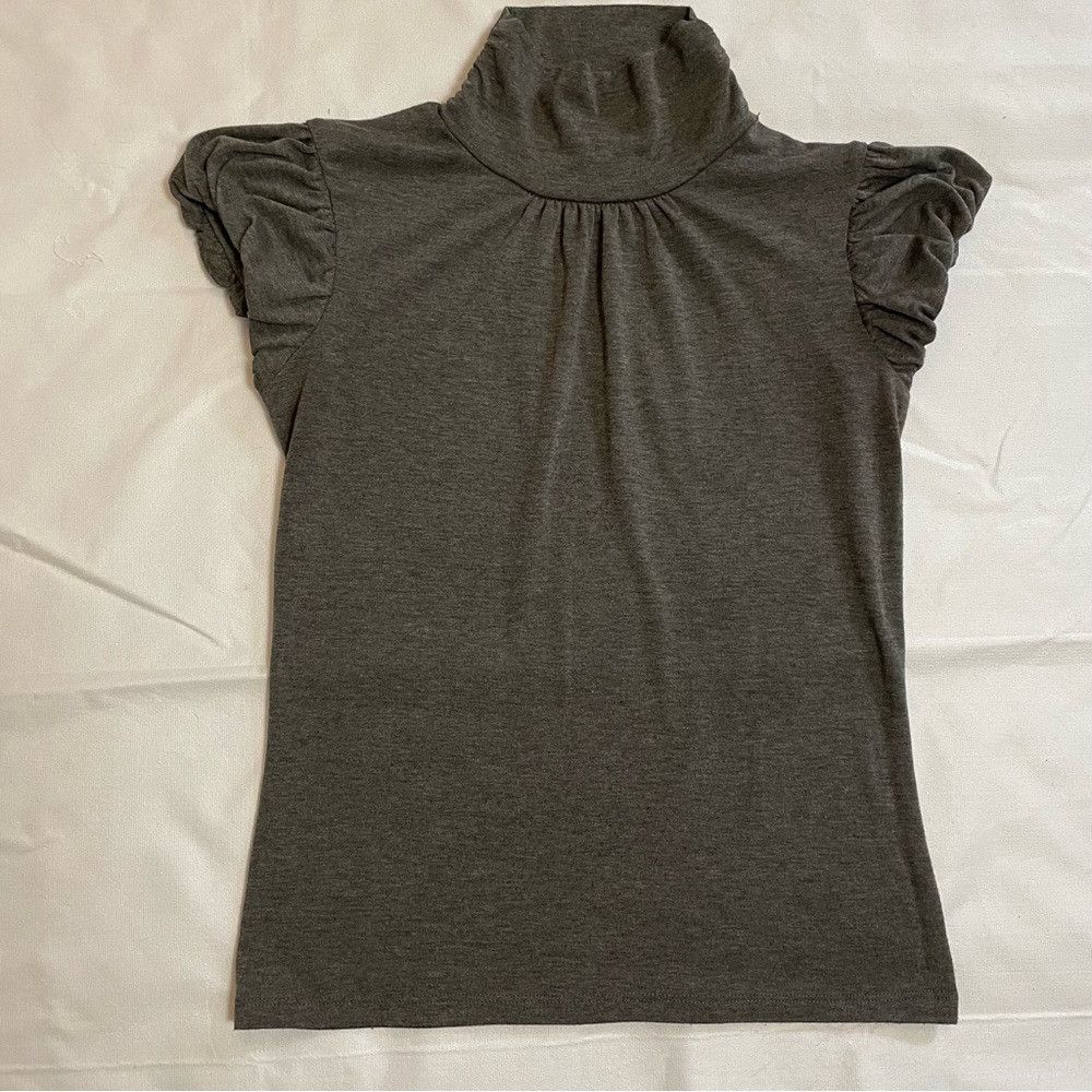 Other Aqua Grey Knit Short Puff Sleeve High Neck Top Size L Runs Size M / US 6-8 / IT 42-44 - 9 Thumbnail