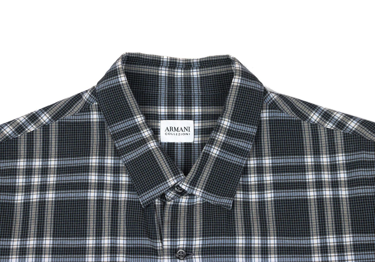 Armani Collezioni Cotton Check Short Sleeve Shirt in Gray, Size L Size US XXS / EU 40 - 3 Thumbnail