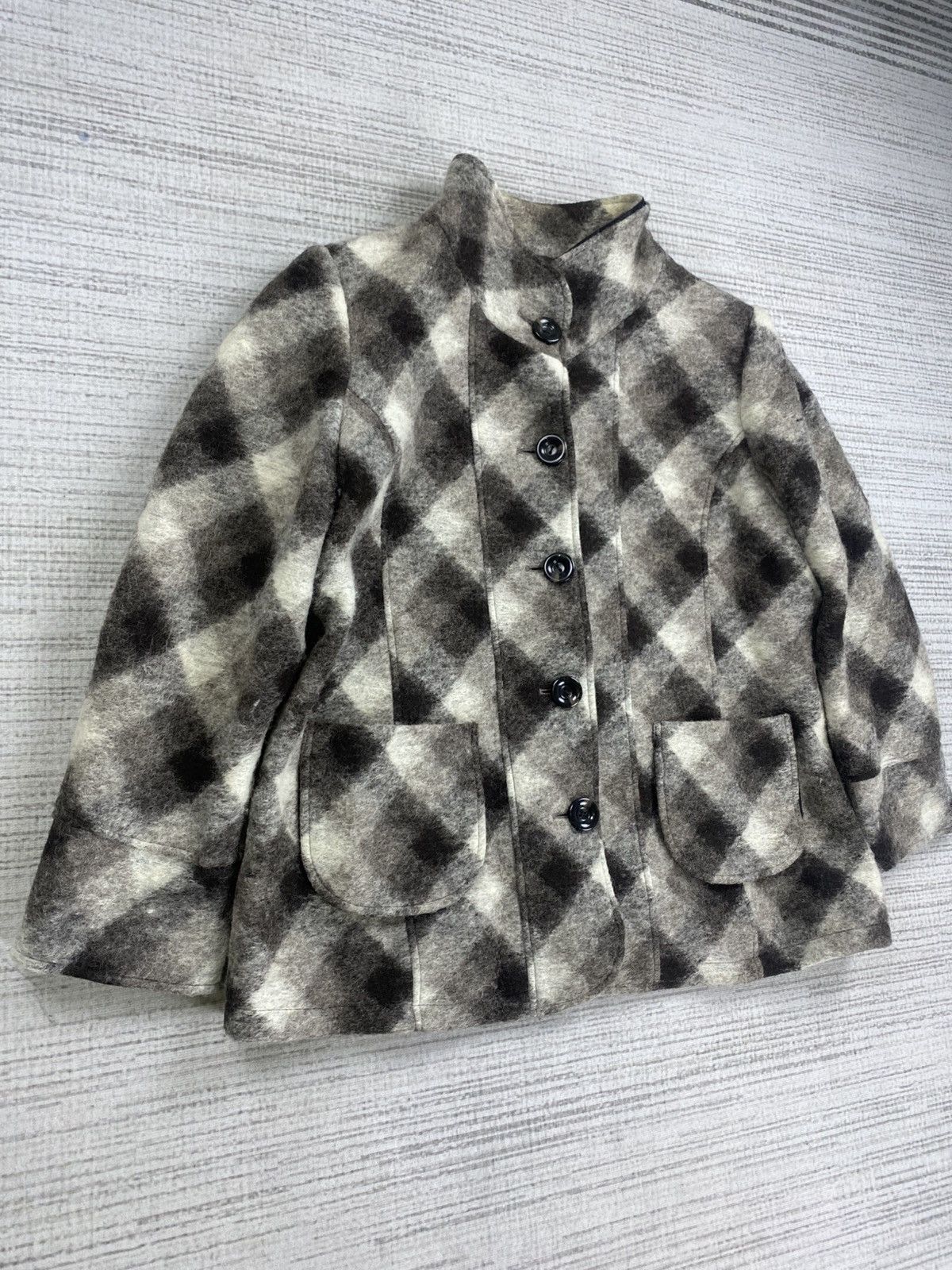 Designer × Japanese Brand × Vintage Vintage Sun Gleam Japanese Brand Grey Plaid Mohair Jacket Size US M / EU 48-50 / 2 - 3 Thumbnail