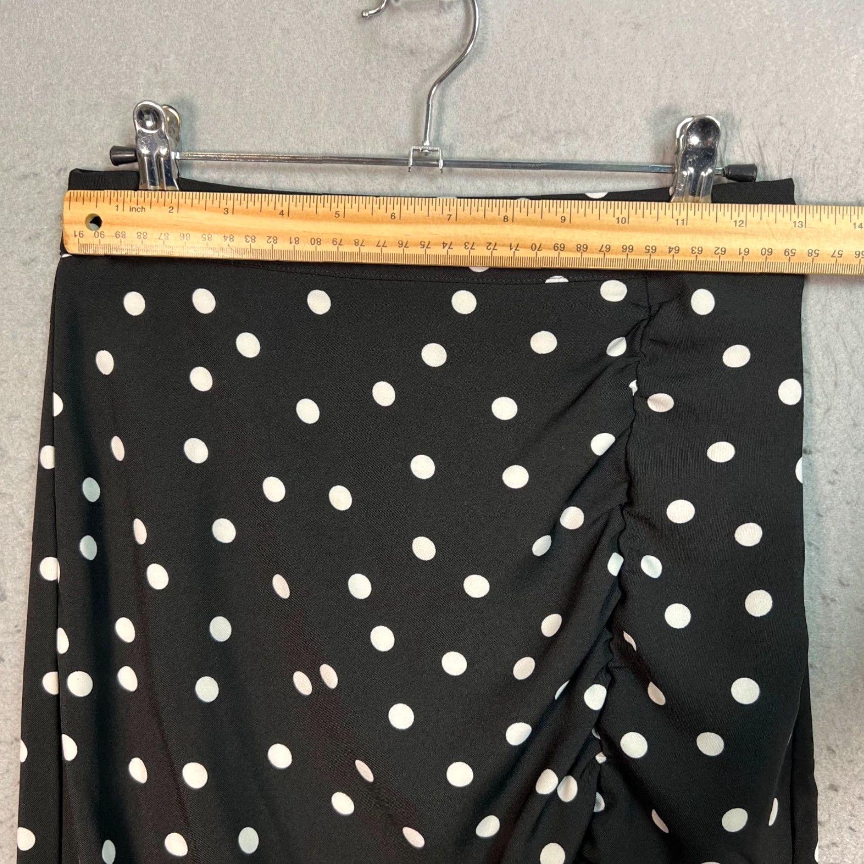 Nasty Gal Nasty Gal Womens Skirt Polka Dot Midi Ruched Black White 0 Polyester Size 25" / US 0 / IT 36 - 5 Thumbnail