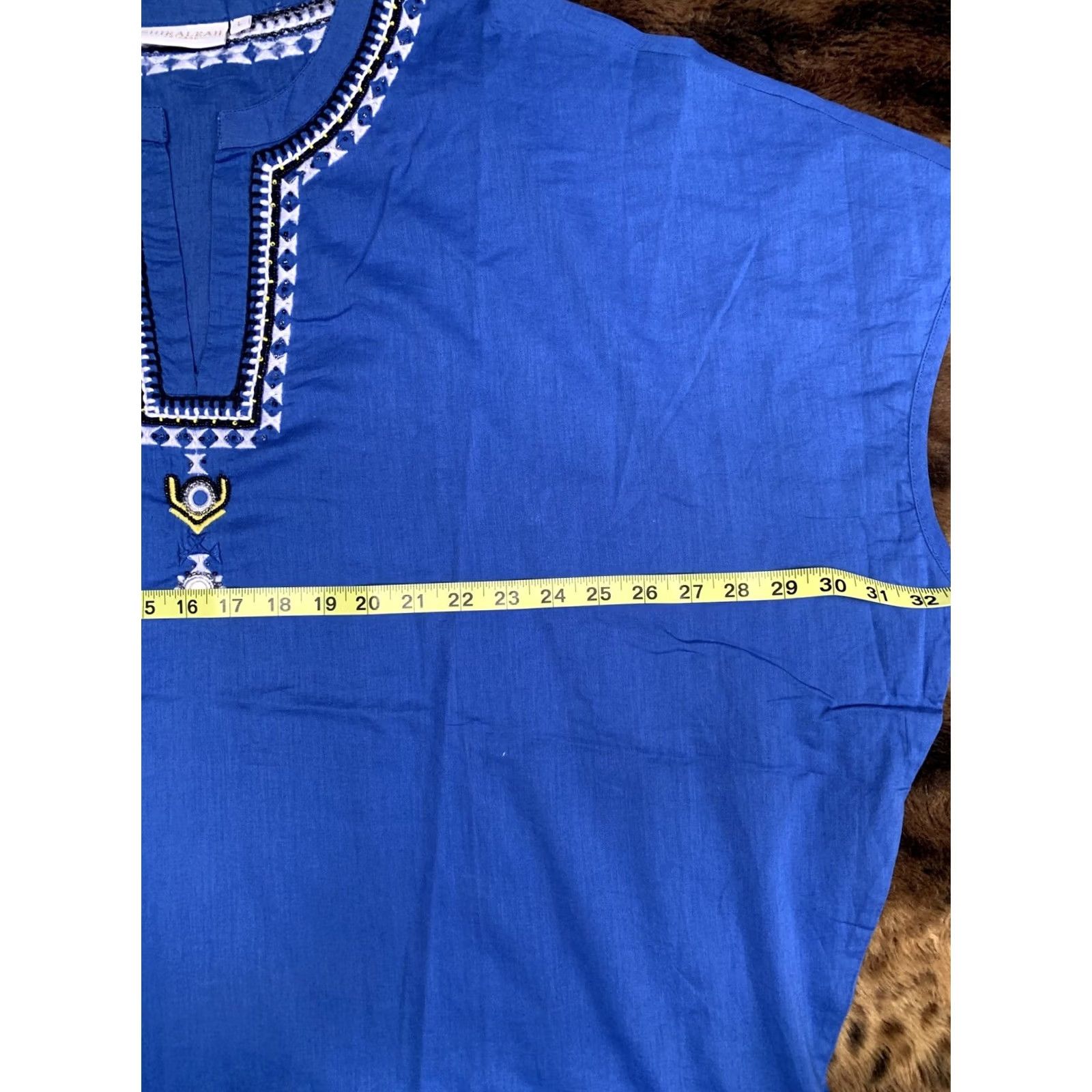 Vintage Shiraleah Chicago Blouse Tunic Cover-Up Large Blue Embroidered New Women's Size L / US 10 / IT 46 - 2 Thumbnail