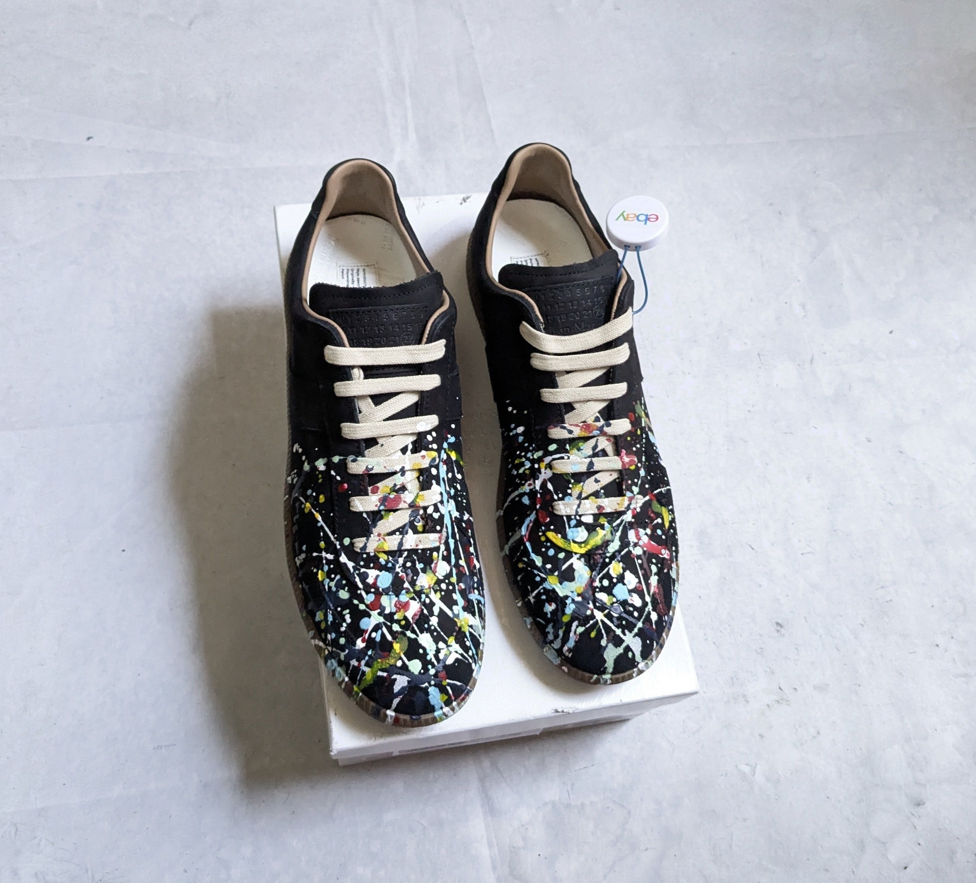 Maison Margiela Maison Margiela Replica GAT Black Paint Splatter 13 46 Low Size US 13 / EU 46 - 1 Thumbnail