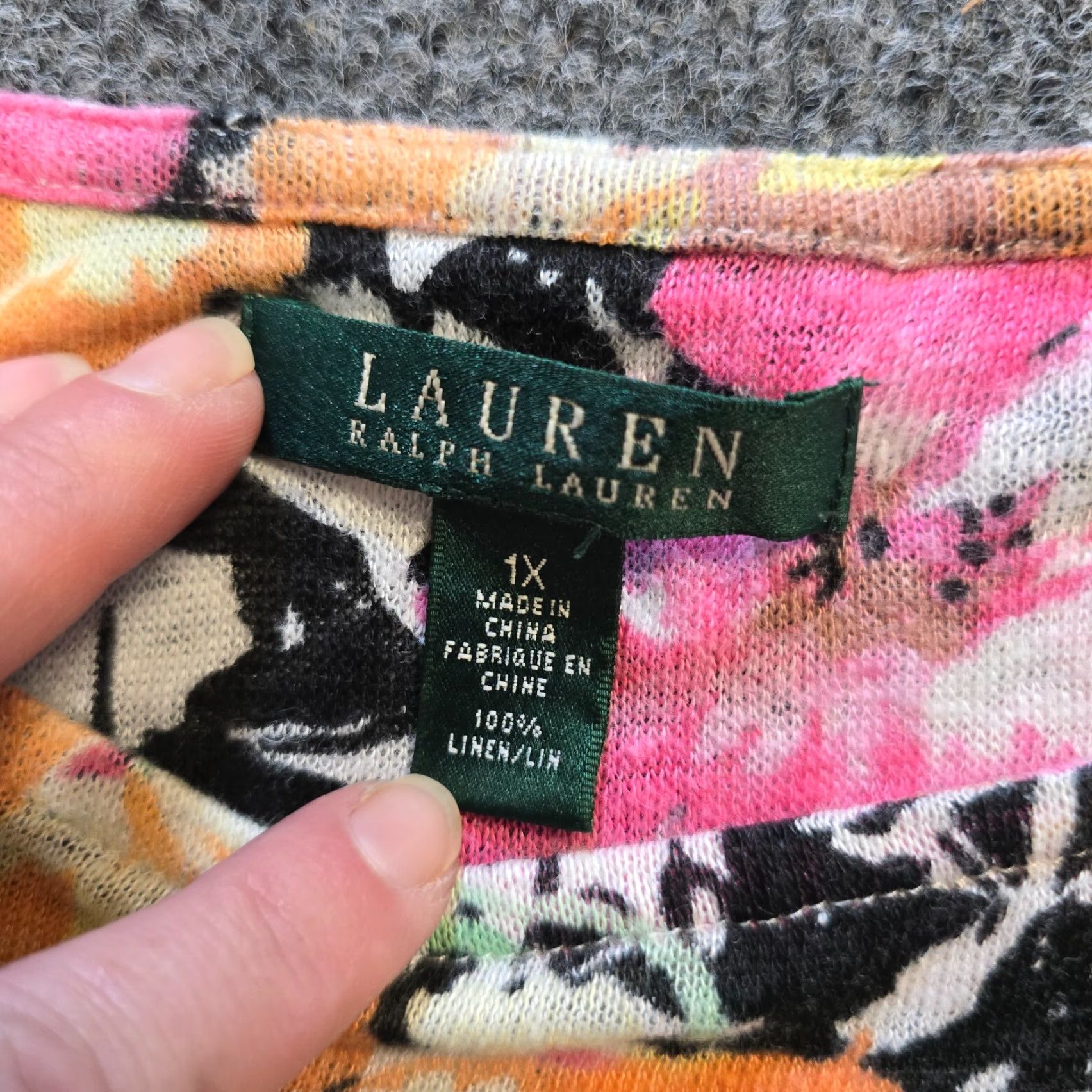 Ralph Lauren Lauren Ralph Lauren Top Women 1X Pink Floral Linen Boat Neck Stretch Casual Shirt Size XL / US 12-14 / IT 48-50 - 4 Thumbnail