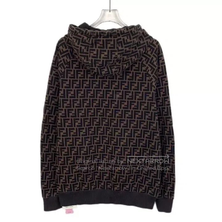 Fendi Fendi Dark Brown Logo Letter Printed Cotton Hooded Sweatsh Size US M / EU 48-50 / 2 - 2 Thumbnail
