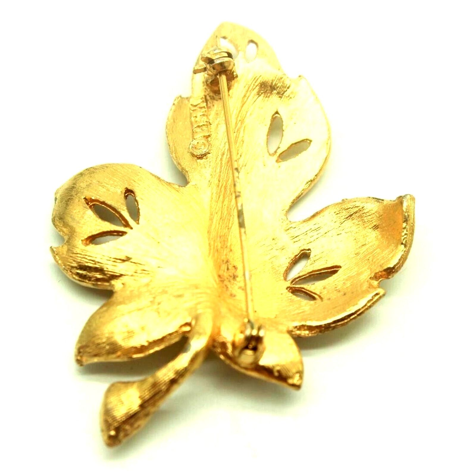 Other Brushed Goldtone Maple Leaf Brooch • Signed BSK Size ONE SIZE - 2 Thumbnail