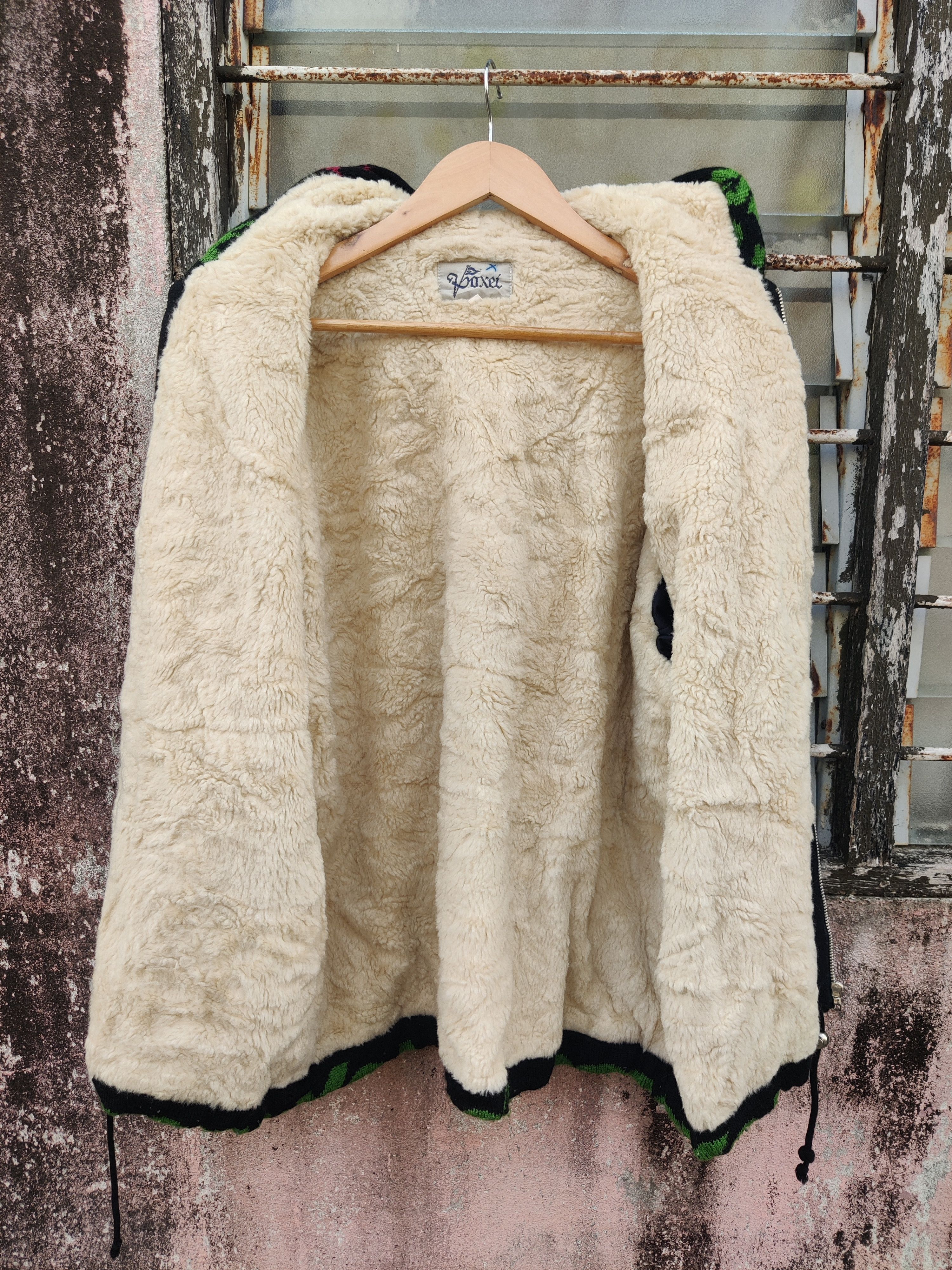 Japanese Brand Vintage Archival Voxel AOP Sherpa Lined Knit Hoodie Jacket Size US M / EU 48-50 / 2 - 6 Thumbnail