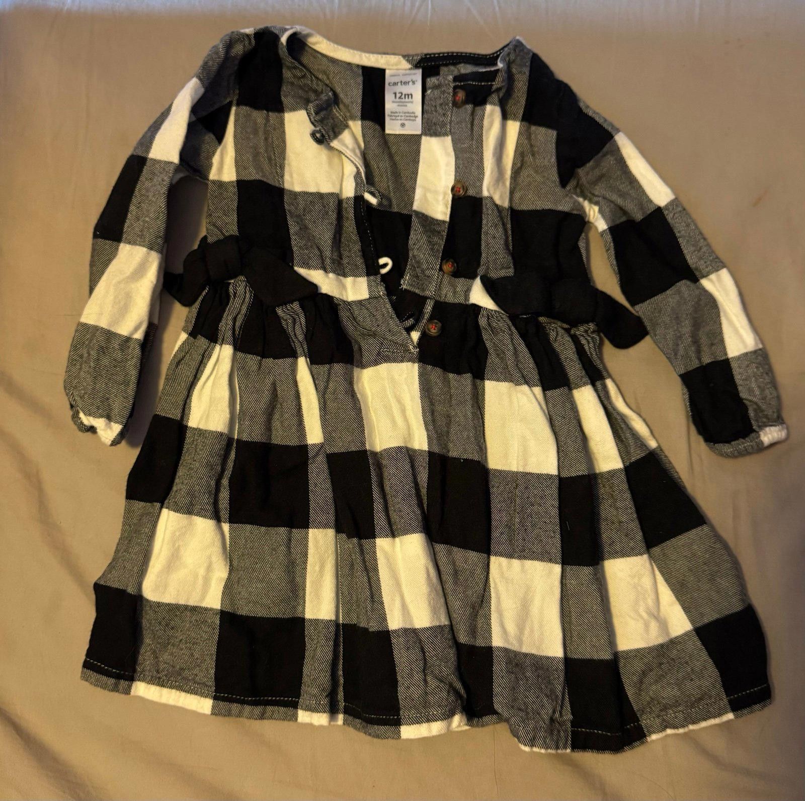 Designer 12 Month Black Plaid Dress Carter’s Size XXS / US 00 / IT 34 - 1 Thumbnail