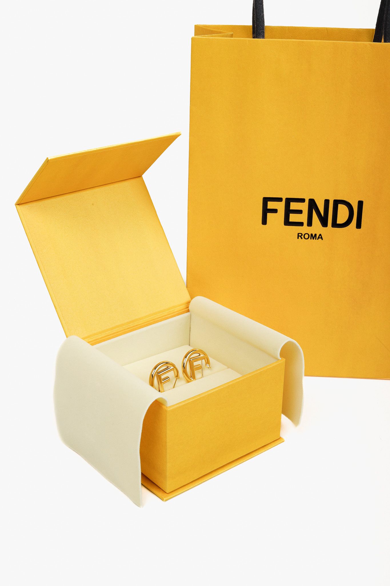 Fendi Fendi F is Fendi Gold-Tone Hoop Earrings Size ONE SIZE - 5 Thumbnail