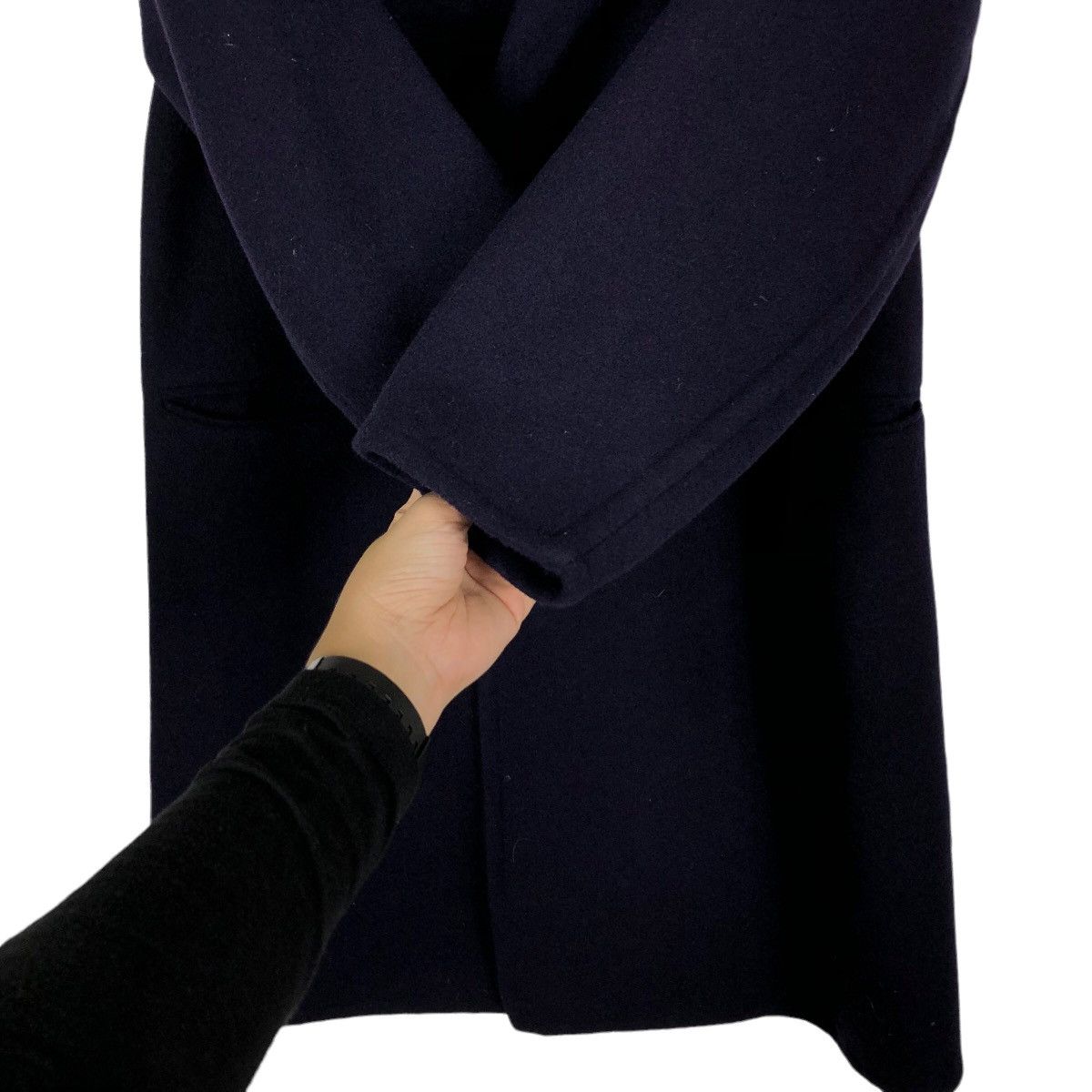 Jil Sander 🔥Rich Black - Wool Double Collar Fly Coats Long Jacket J+ Size US S / EU 44-46 / 1 - 12 Thumbnail