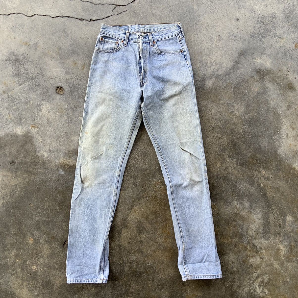 Levi's Vintage Clothing W27” Vintage Levis 501 Denim Blue Pants Distressed Button Size US 27 - 1 Thumbnail