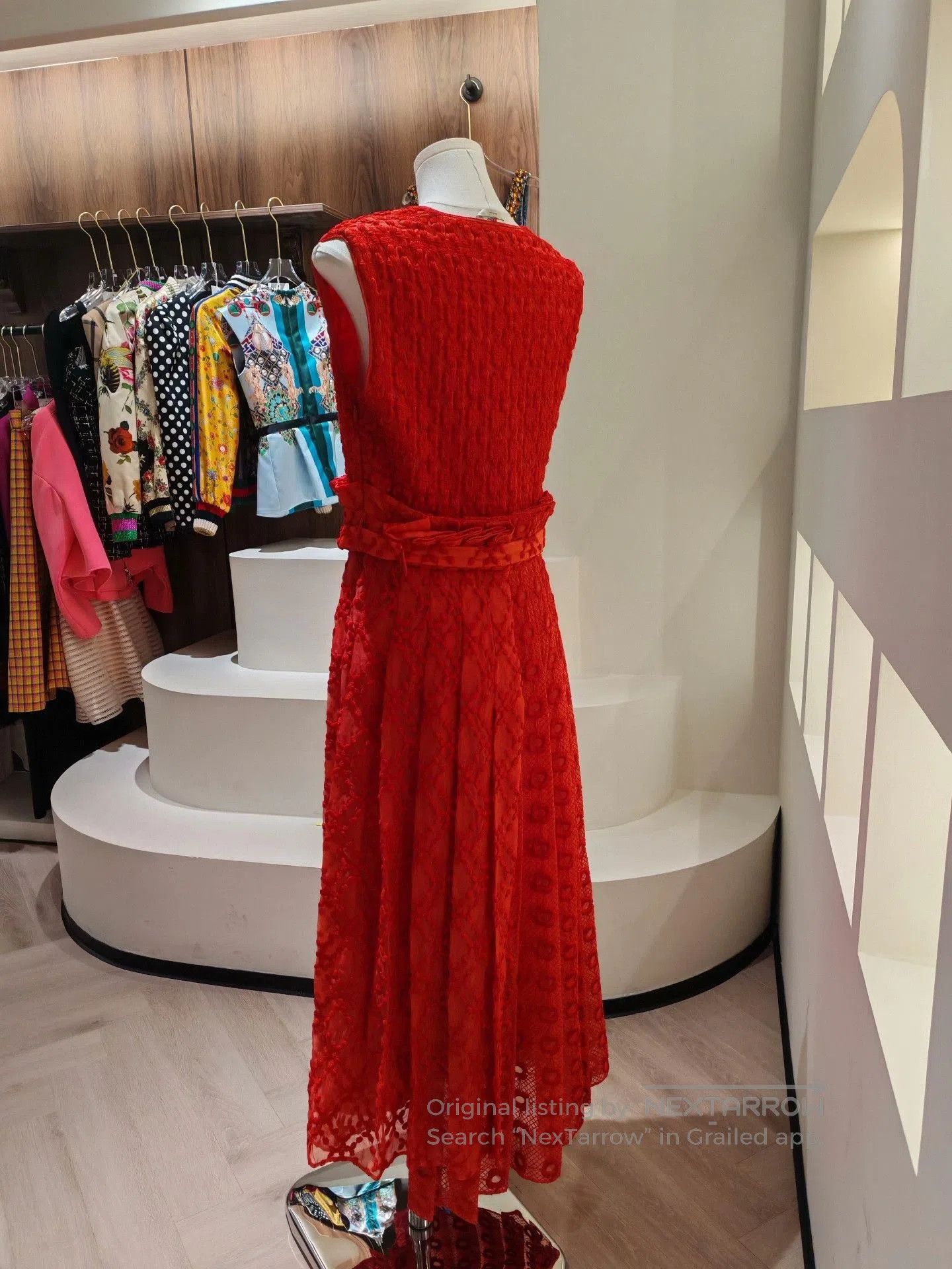 Fendi FENDI Red Silk Embroidered Dress. Size M / US 6-8 / IT 42-44 - 8 Thumbnail