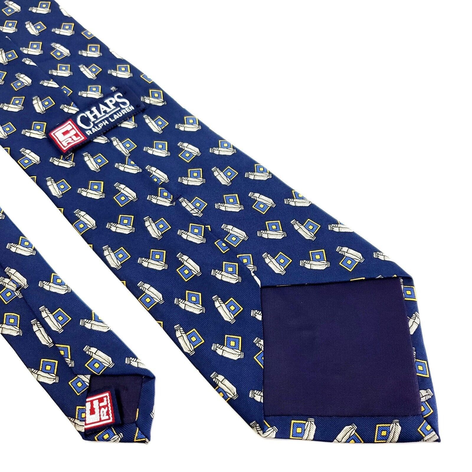 Ralph Lauren Chaps Ralph Lauren Silk Tie Print Blue Short Wide Size ONE SIZE - 6 Thumbnail