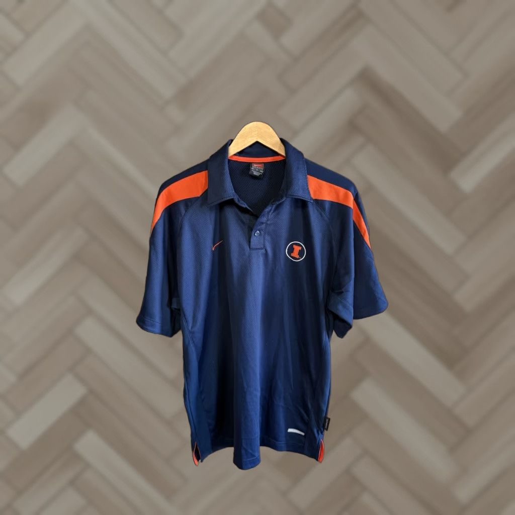 Nike Y2K Nike Team Polo Shirt Blue Short Sleeve Mens Small Illinois Shirt Size US S / EU 44-46 / 1 - 1 Thumbnail