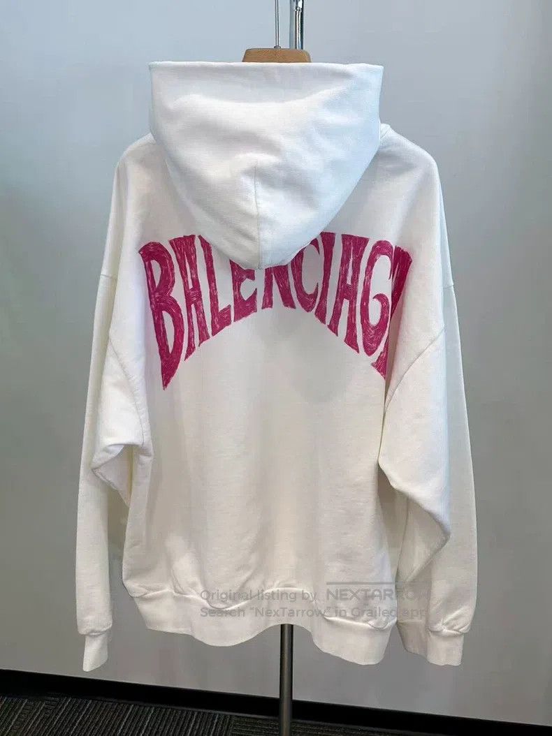 Balenciaga Balenciaga Letter Printed Casual Hooded Sweatshirt with Lo Size US XS / EU 42 / 0 - 1 Thumbnail