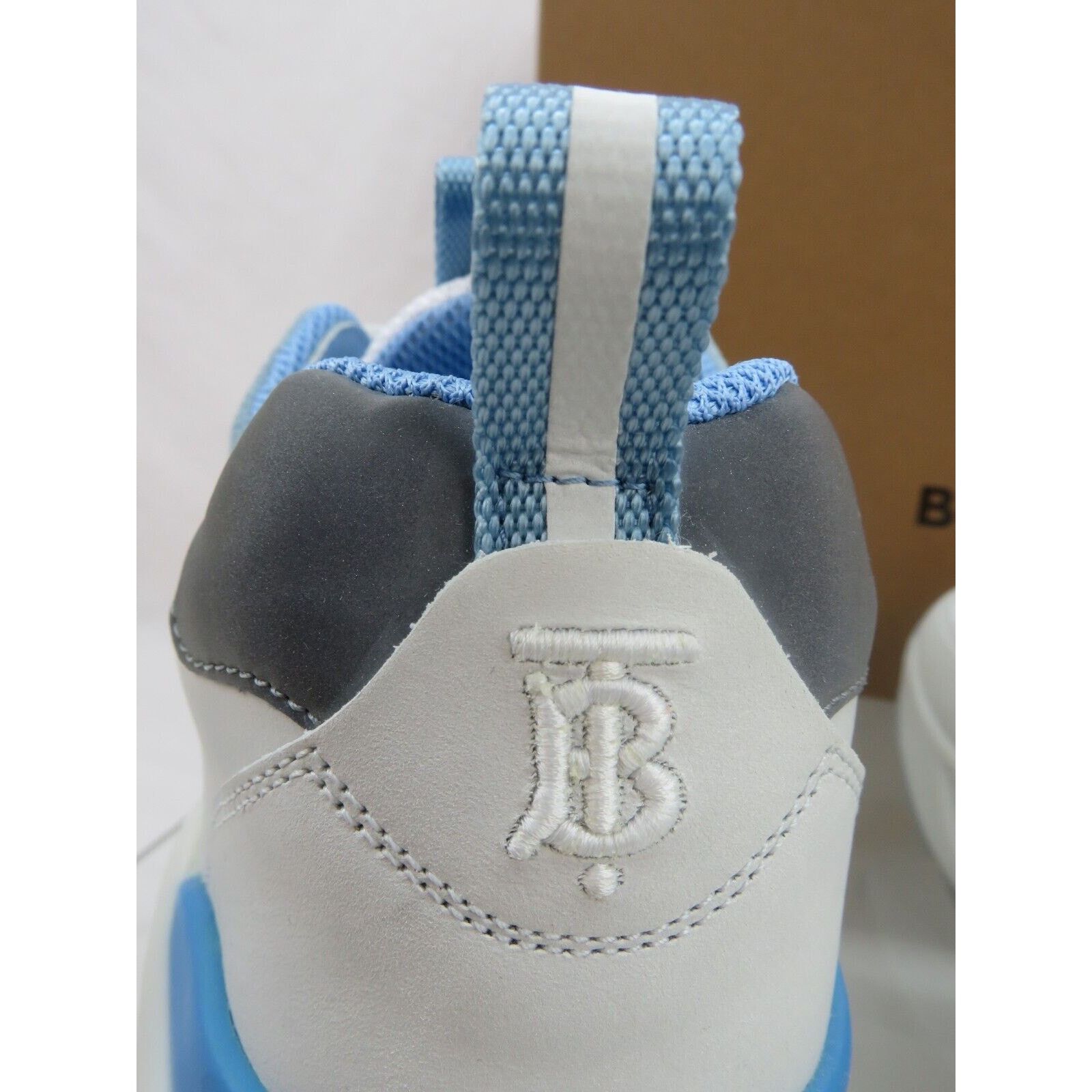 Burberry SEAN WHITE SUEDE MESH PALE BLUE LOGO LOW SNEAKERS 41 US 8 Size US 8 / EU 41 - 7 Thumbnail