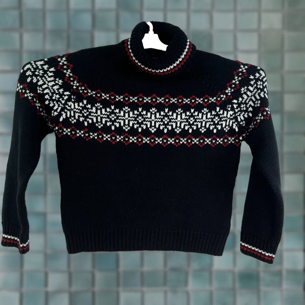 Vintage VINTAGE St. John's Bay Black Geometric Sweater Womens Size L Mock Neck Chunky-Knit Winter Size L / US 10 / IT 46 - 1 Thumbnail
