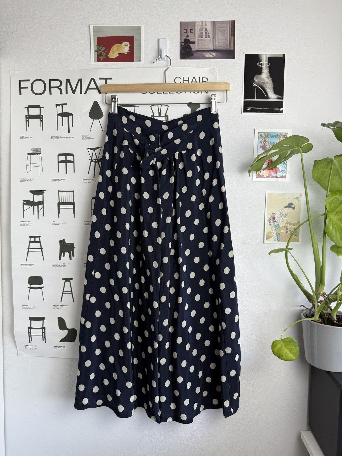 Designer × Jil Sander Vintage y2k Jil Sander polka dot navy silk skirt 36 S luxury Size 25" / US 0 / IT 36 - 2 Thumbnail