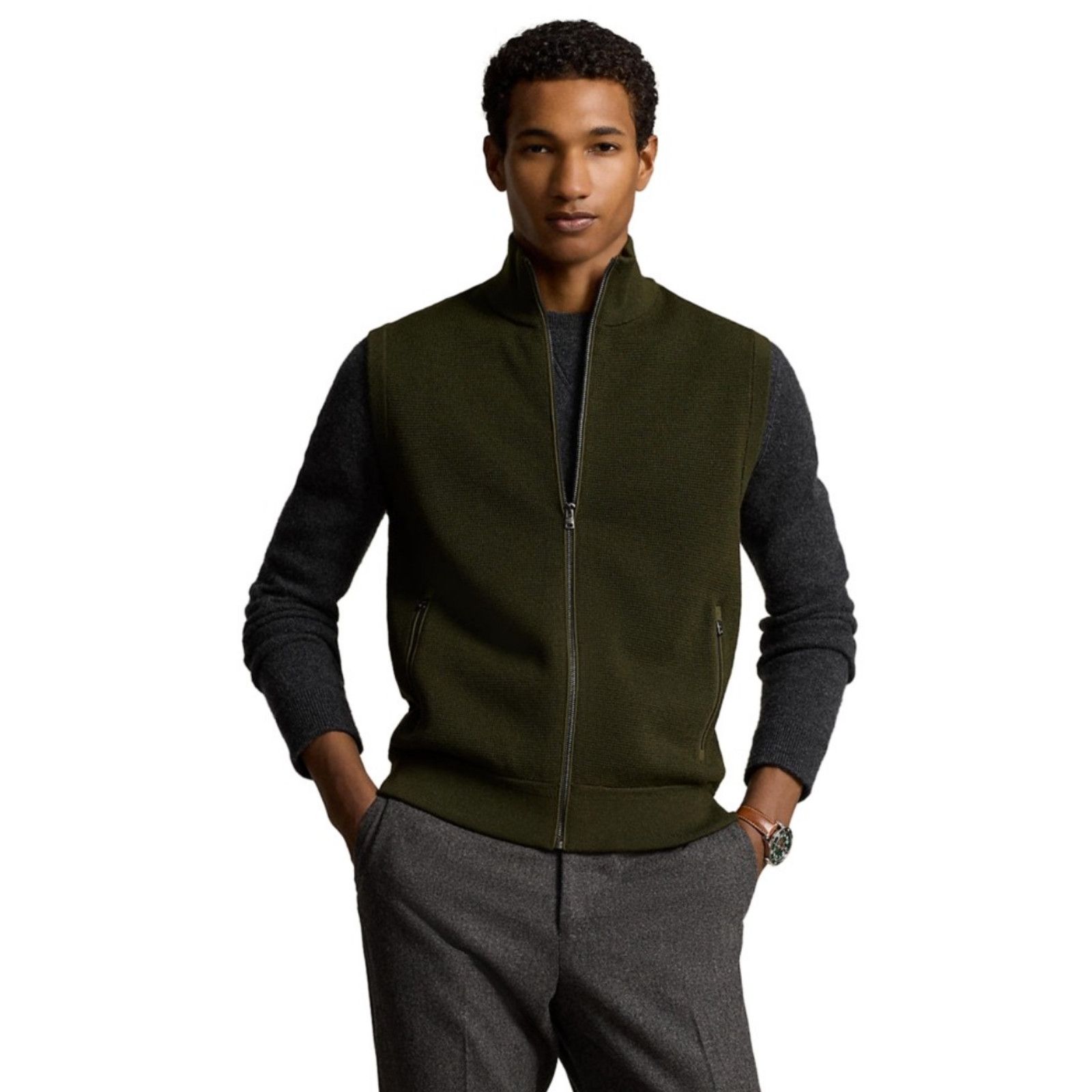 Polo Ralph Lauren Polo Ralph Lauren Men Wool Full Zip Vest New Olive Size L Size US L / EU 52-54 / 3 - 3 Thumbnail