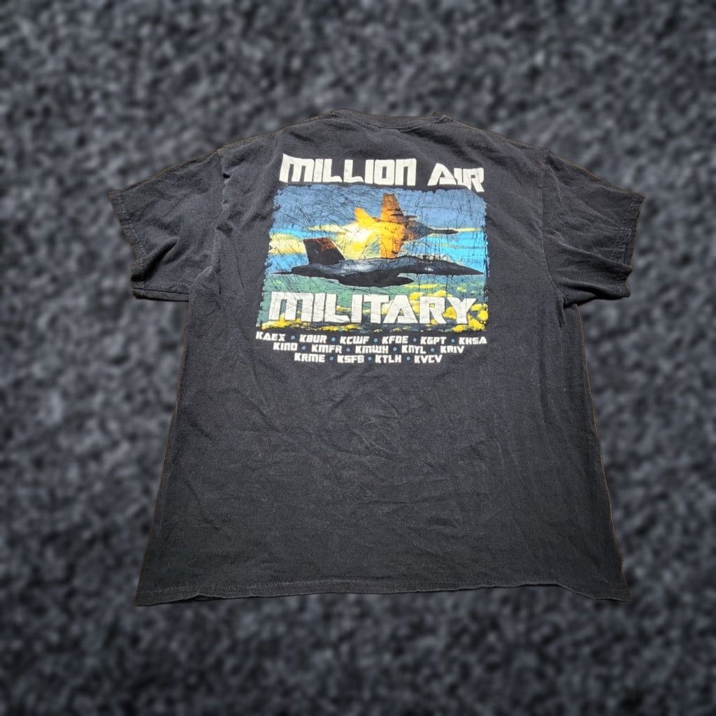 Gildan Million Air Military FIGHTER JET Double Sided Graphic T Shirt Mens XL Black Size US XL / EU 56 / 4 - 1 Thumbnail