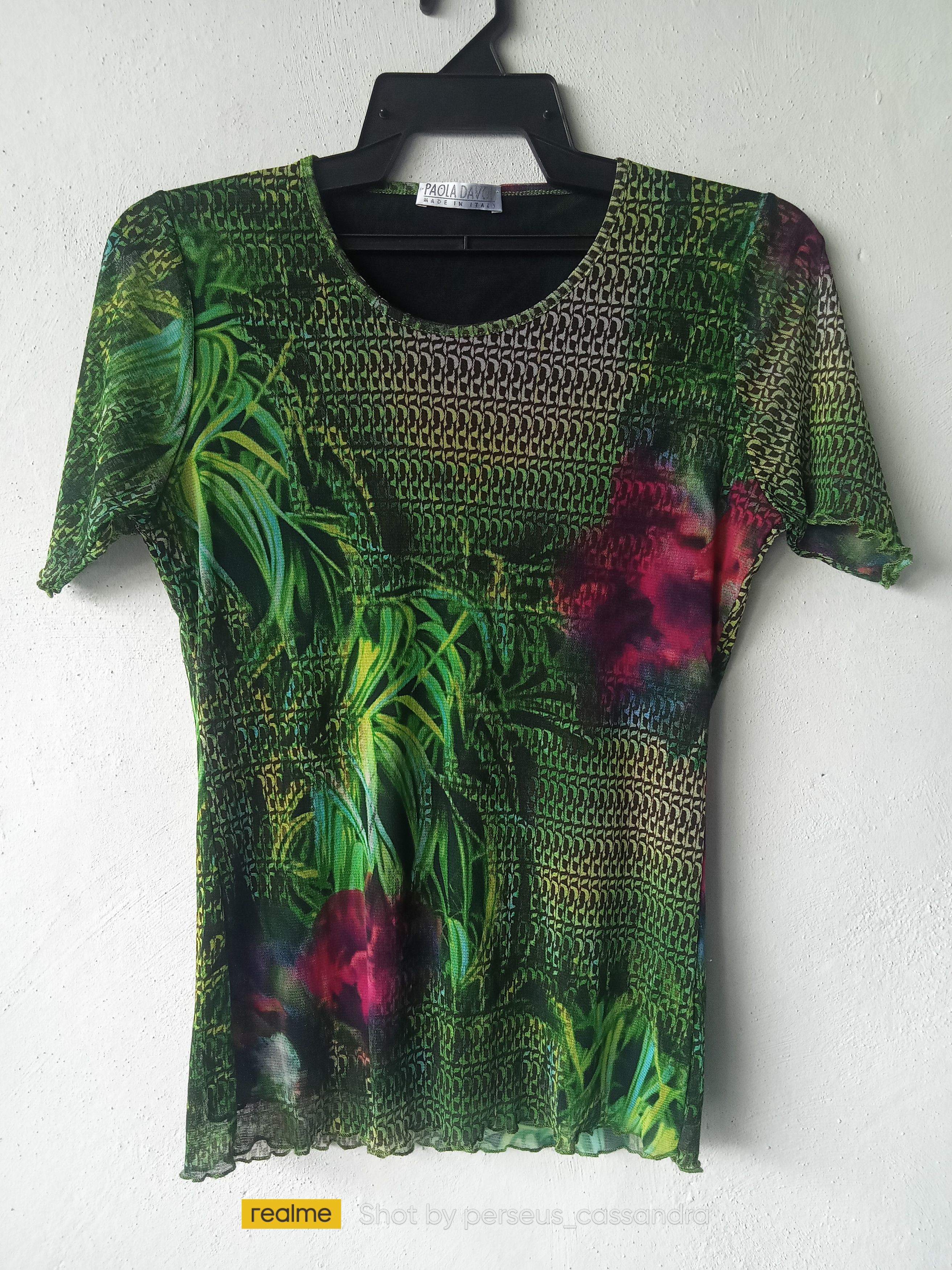 Vintage Paola Davoli Floral Print Fullmesh Tee Size L / US 10 / IT 46 - 1 Thumbnail