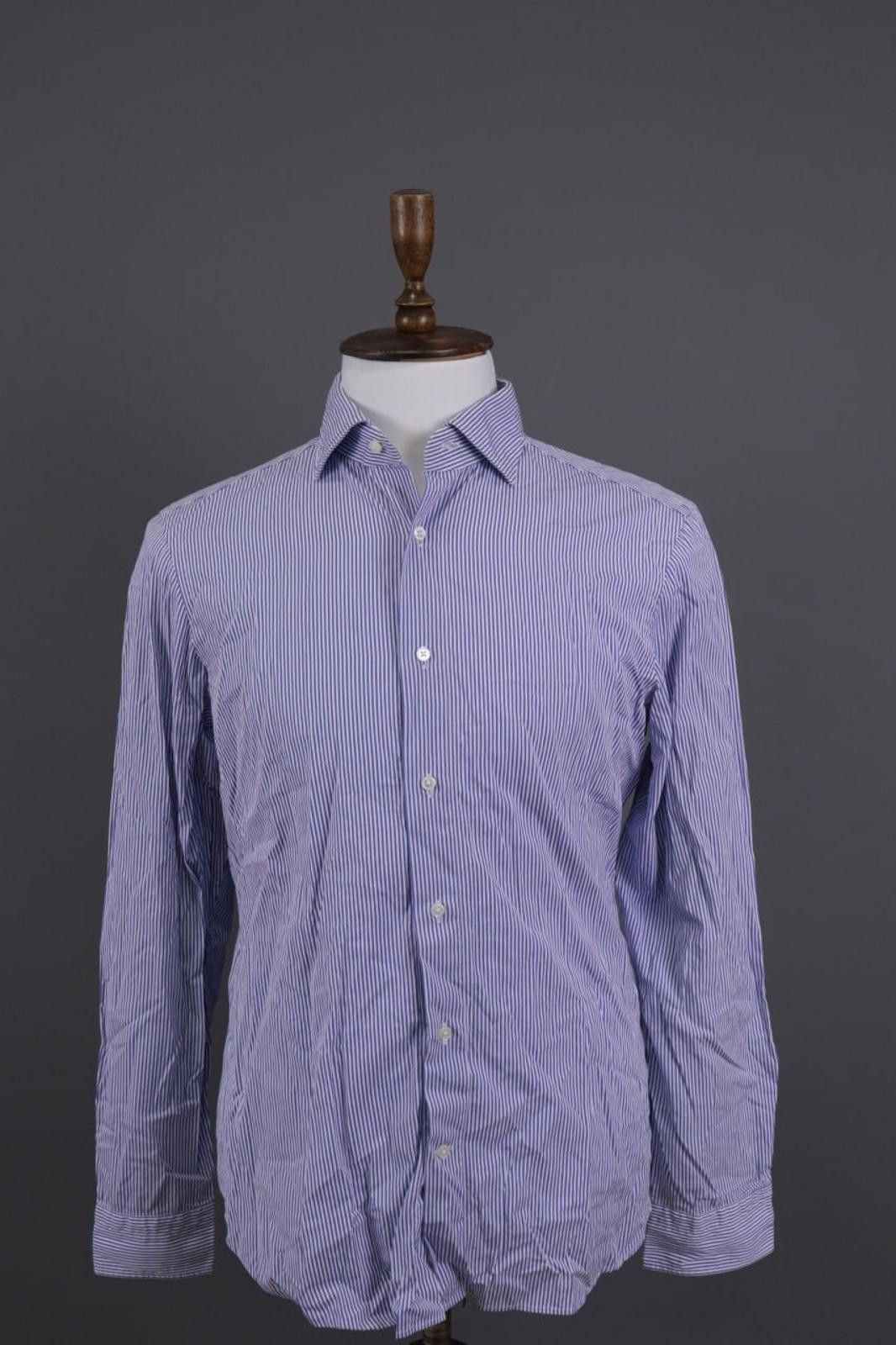 Boglioli Boglioli Milano Blue Striped Button Shirt Size 41 16 Size US M / EU 48-50 / 2 - 1 Thumbnail
