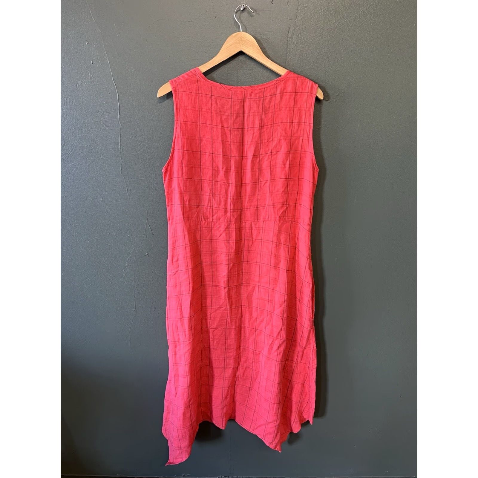 Vintage Cut Loose Womes Red Sleeveless Sun Dress Midi Solid Dress Size M Womens Size M / US 6-8 / IT 42-44 - 2 Thumbnail