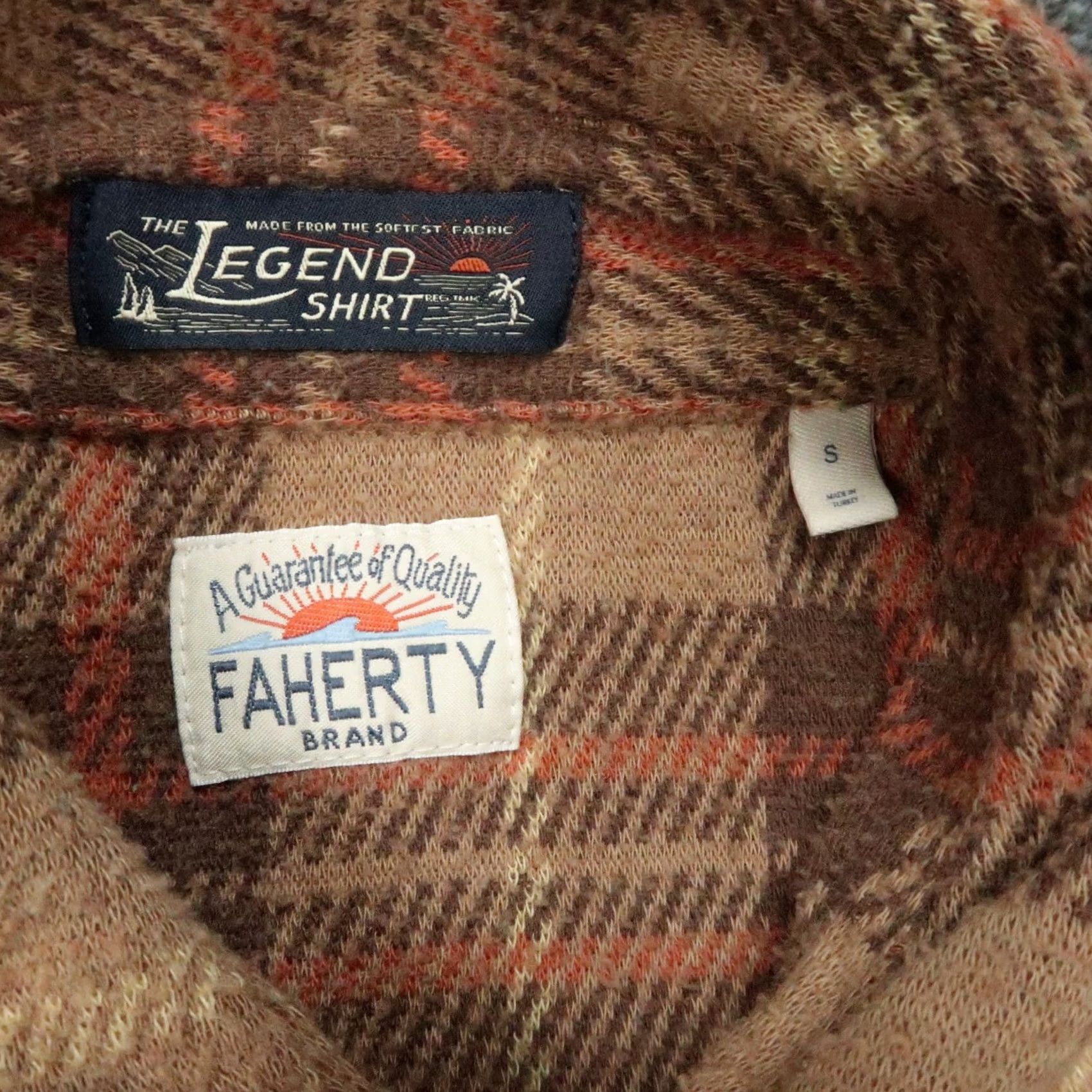 Faherty Faherty Shirt Mens S Brown Plaid Long Sleeve Button-Up Stretch Flannel 40 in Chest Size US S / EU 44-46 / 1 - 3 Thumbnail