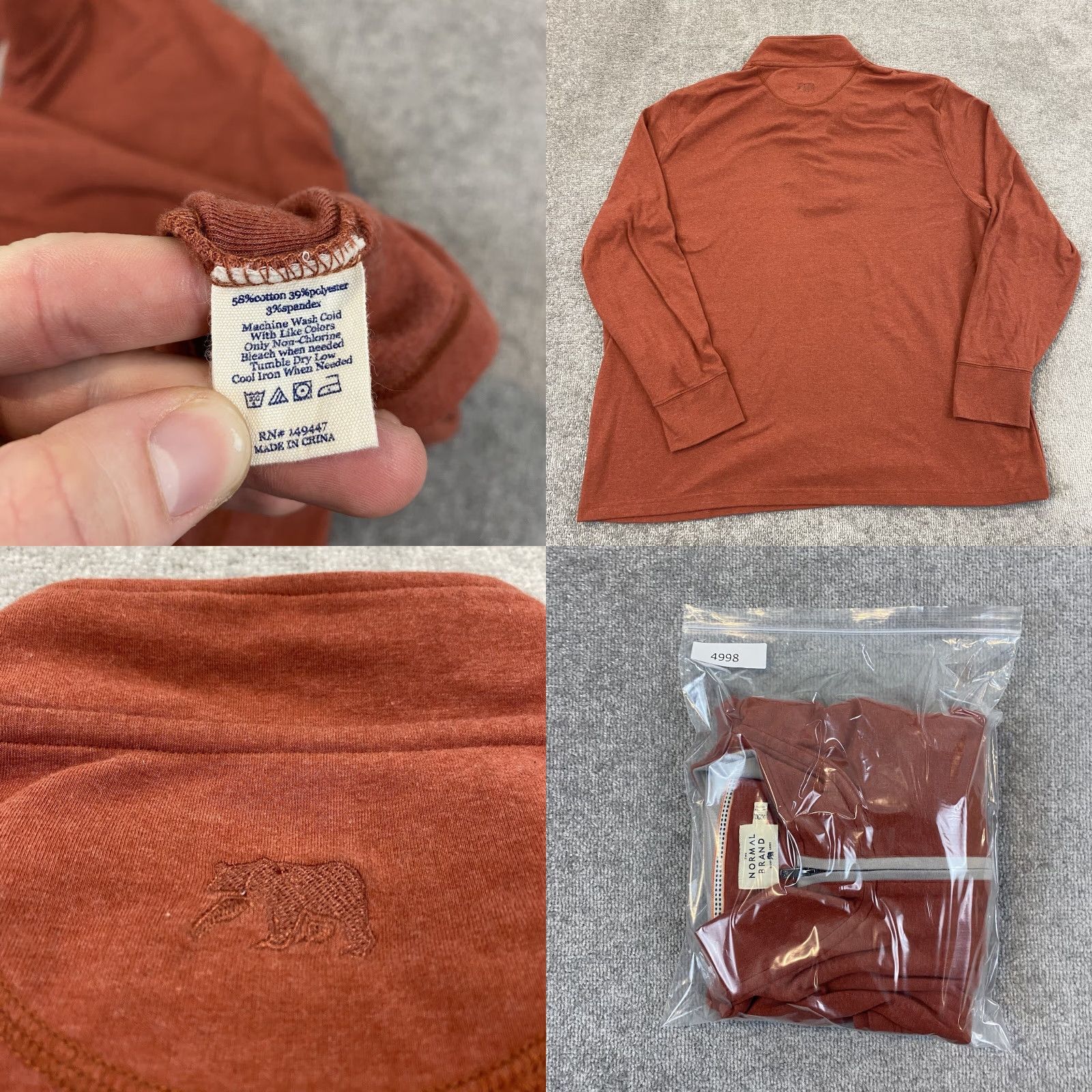 J Brand The Normal Brand Sweater Mens 3XL Orange 1/4 Quarter Zip Pullover Hike Casual Size US XXL / EU 58 / 5 - 8 Thumbnail