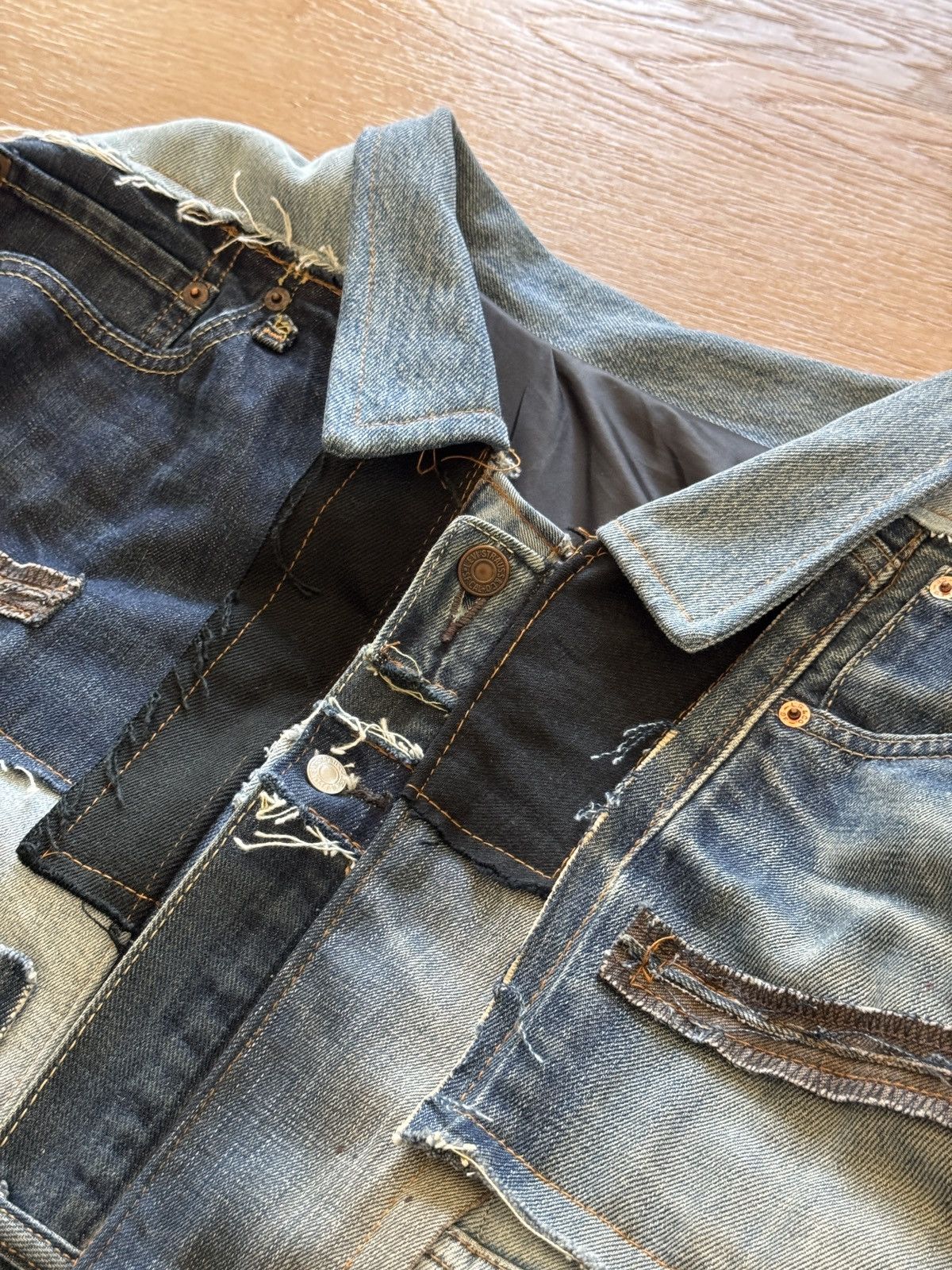 Levi's Vintage Clothing Levi Denim Patchwork Jacket Size US XL / EU 56 / 4 - 2 Thumbnail
