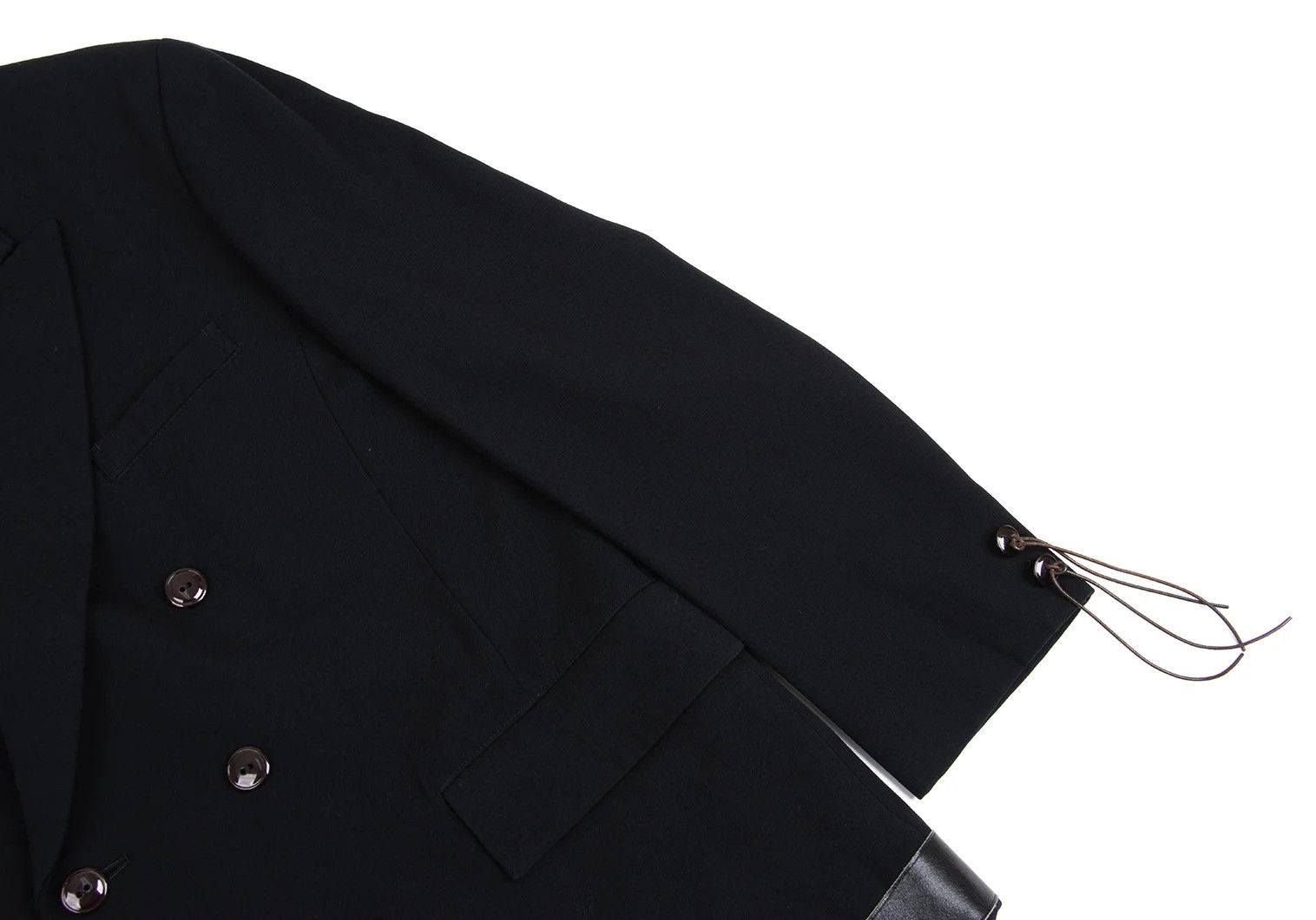 Yohji Yamamoto Yohji Yamamoto Leather Wool Peak Lapel Jacket Size US M / EU 48-50 / 2 - 3 Thumbnail