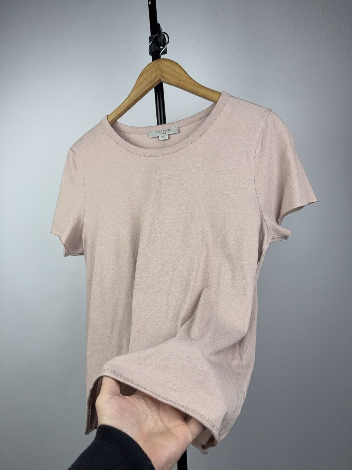 Allsaints Avant Garde Luxury AllSaints Soft Blush Pink Cotton T-Shirt Size L / US 10 / IT 46 - 4 Thumbnail