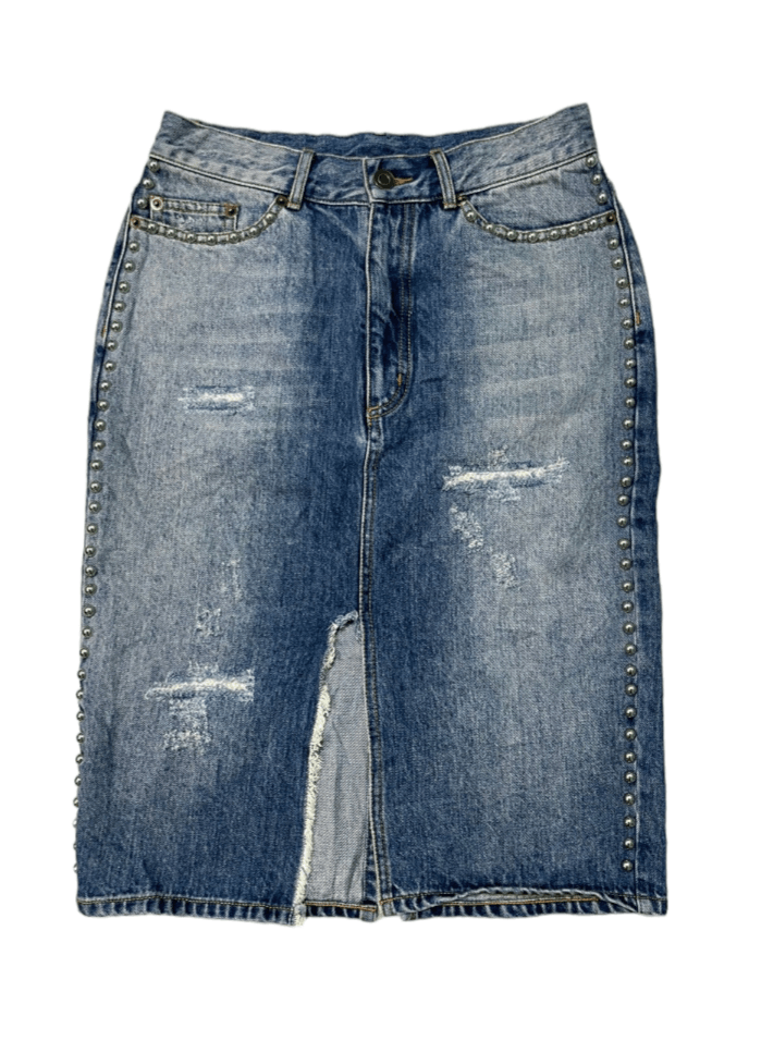 Saint Laurent Paris Ripped Skirt Denim