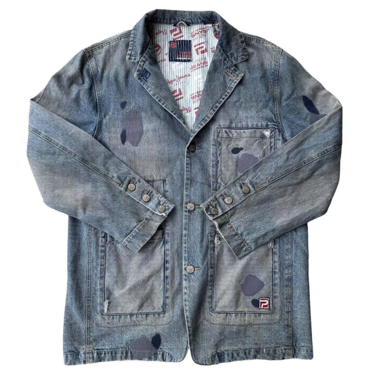 Evisu × Pepe Jeans Y2K Pepe Jeans Denim Blazer Jean Coat Vintage HipHop Trucker Size US XXL / EU 58 / 5 - 1 Thumbnail
