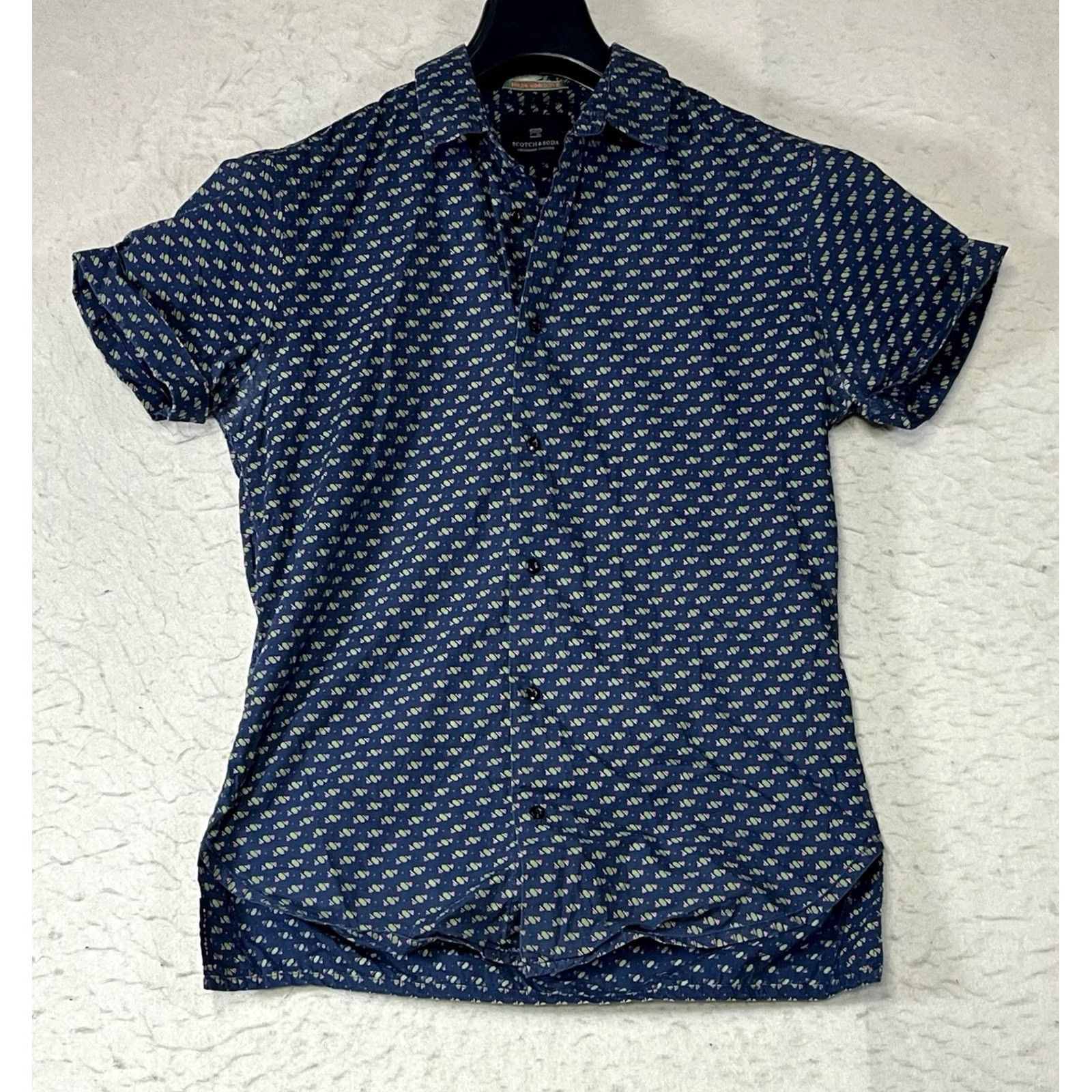 Scotch & Soda Scotch & Soda Shirt Blue Short Sleeve Button-Up Collared Knit Regular Men S Small Size US S / EU 44-46 / 1 - 2 Thumbnail