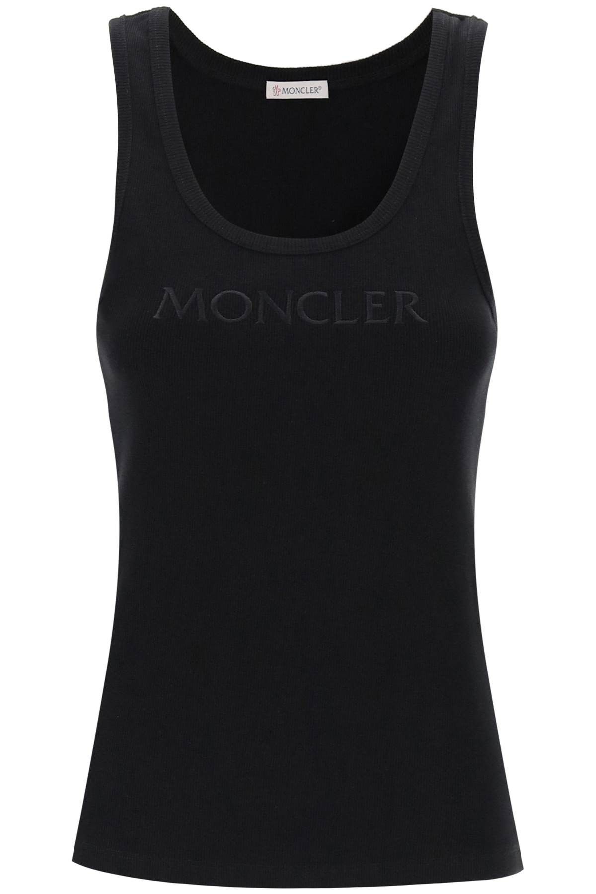 image of Moncler Sleeveless Ribbed Jersey Top in Black, Women's (Size Small)