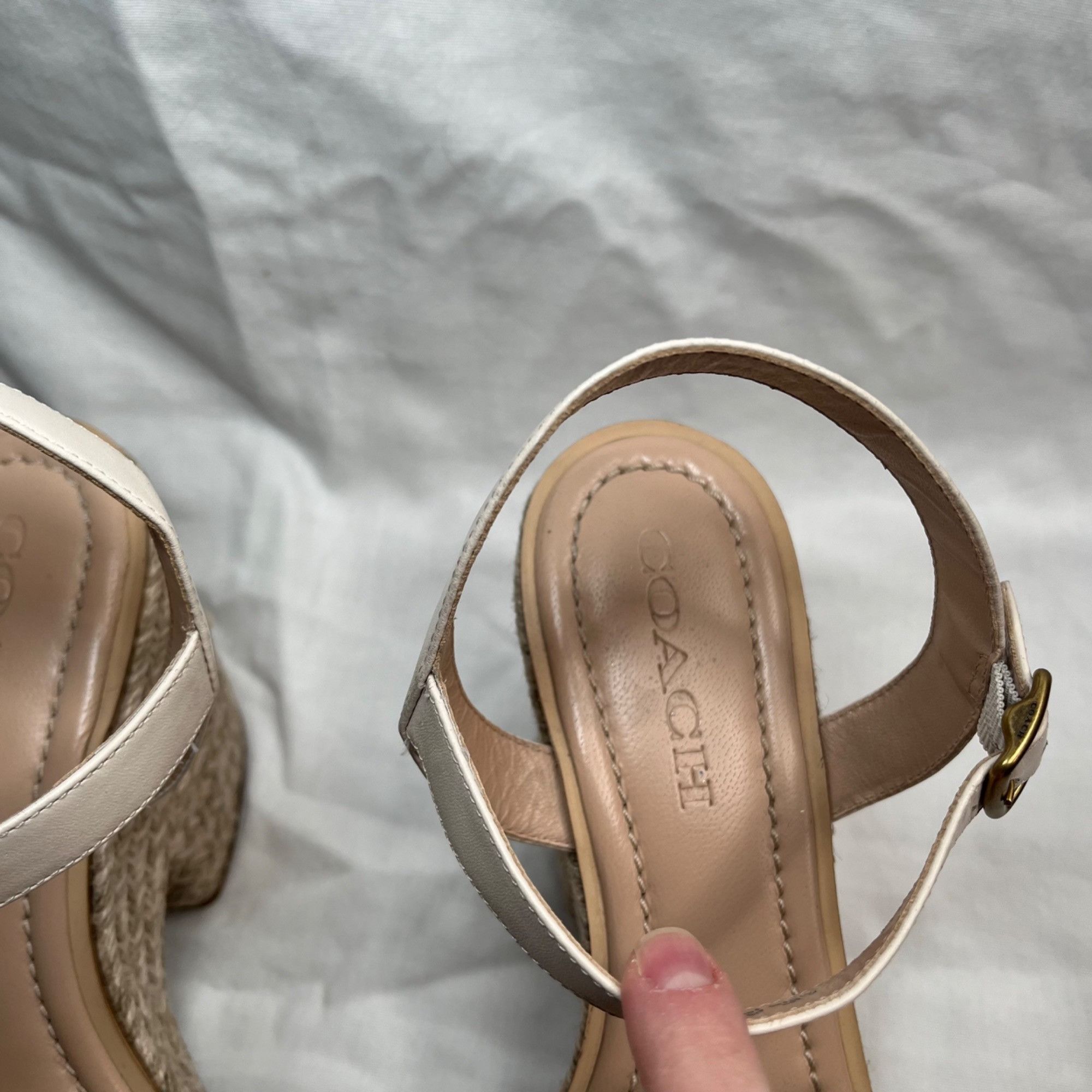 Coach Coach Womens Jae Leather Floral Espadrille Wedge Sandals Siz Size US 10 / IT 40 - 4 Thumbnail