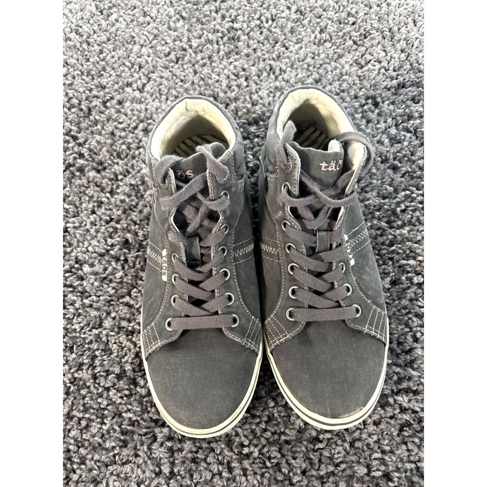 Taos Taos Startup High Top Sneaker Womens 8.5 Gray Lace Up Zip Sides Canvas Heel Flat M Shoes Size M / US 6-8 / IT 42-44 - 2 Thumbnail