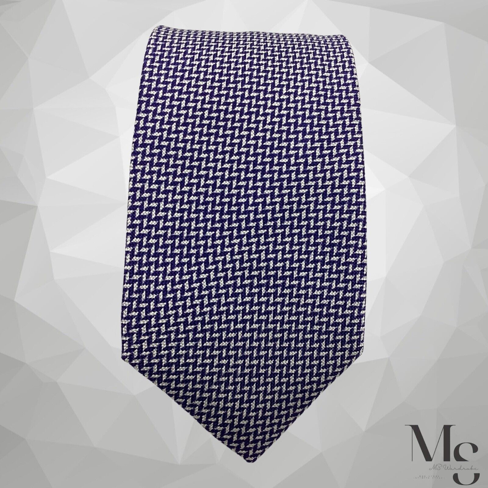 Boggi BOGGI MILANO XL Blue Geometric 3D Luxury Silk Tie Italy W: 3 Size ONE SIZE - 4 Thumbnail
