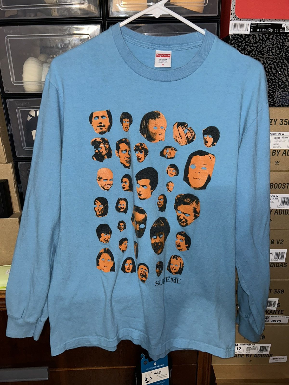 Supreme Supreme Faces Long-Sleeve Tee FW19 Light Slate size Medium Size US M / EU 48-50 / 2 - 1 Thumbnail