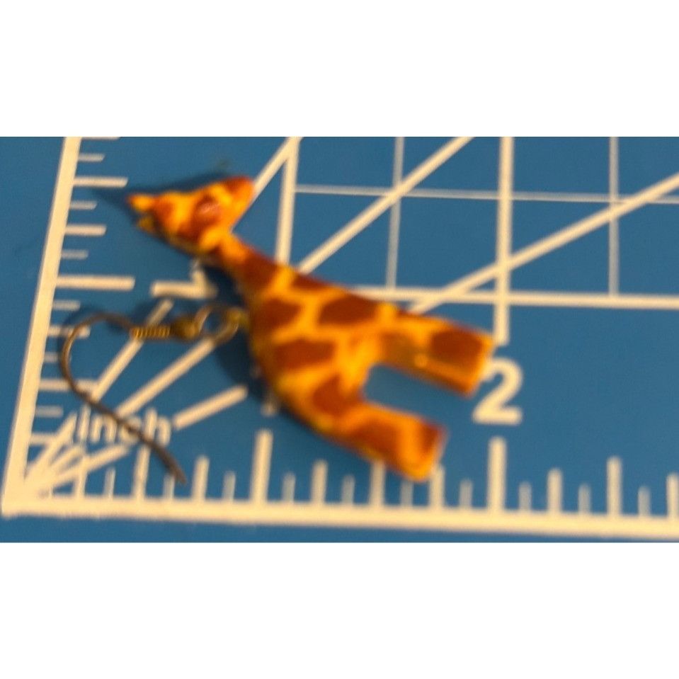 Other Hand painted Giraffe Dangle Wood Earrings Lightweight Hooks Size ONE SIZE - 5 Thumbnail
