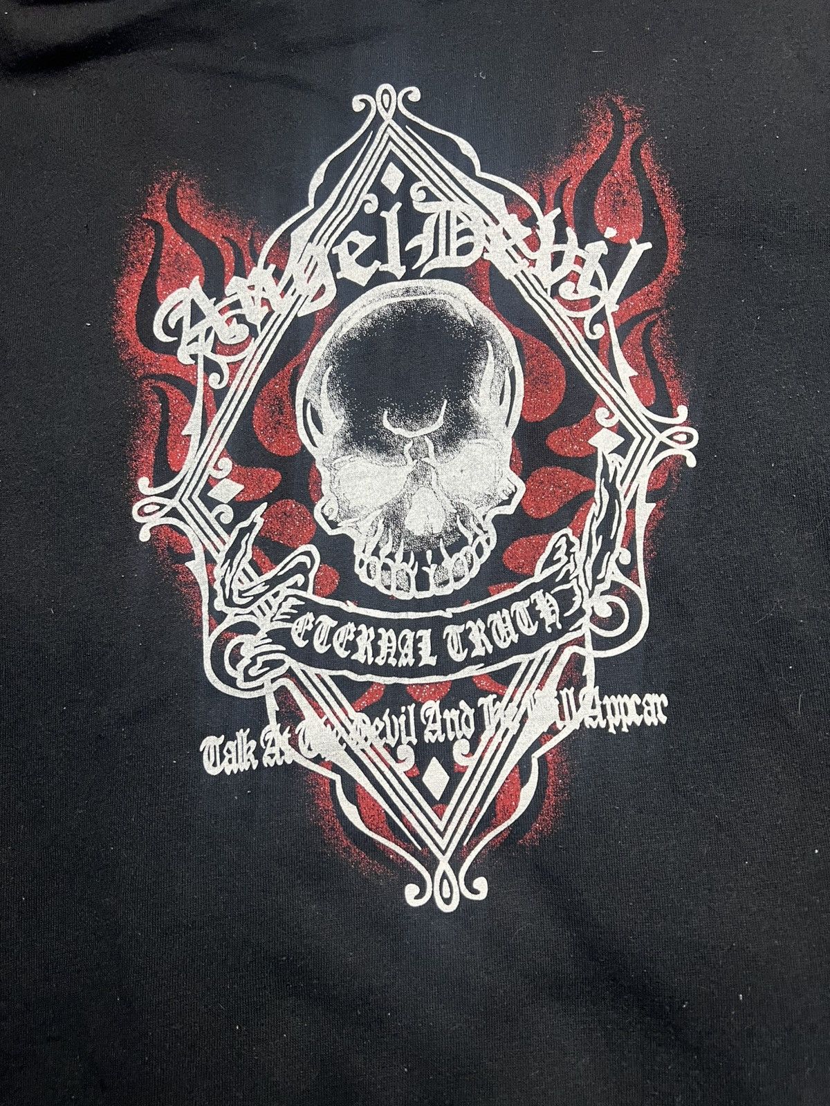 If Six Was Nine Vintage Angel Devil Gothic Skull Hoodie (44) Size US L / EU 52-54 / 3 - 9 Thumbnail