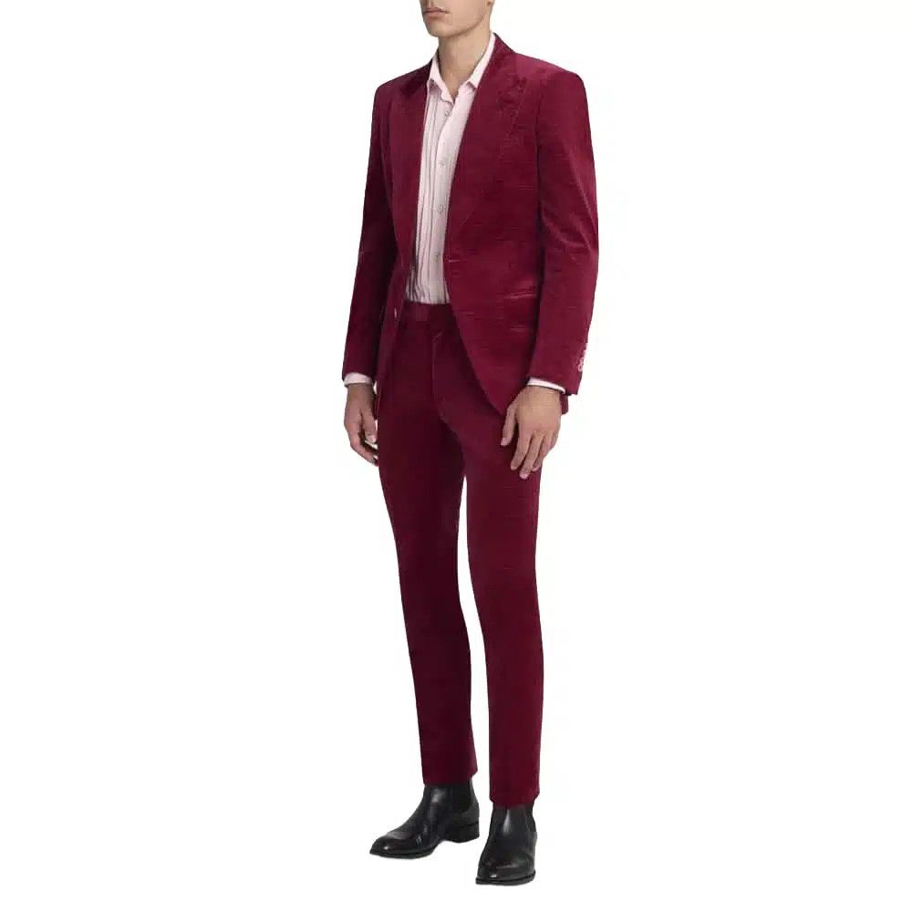 Tom Ford o1loc1c0326 JLPP01 Dyllan Ridged Velvet Jacket in Red Size US M / EU 48-50 / 2 - 4 Thumbnail