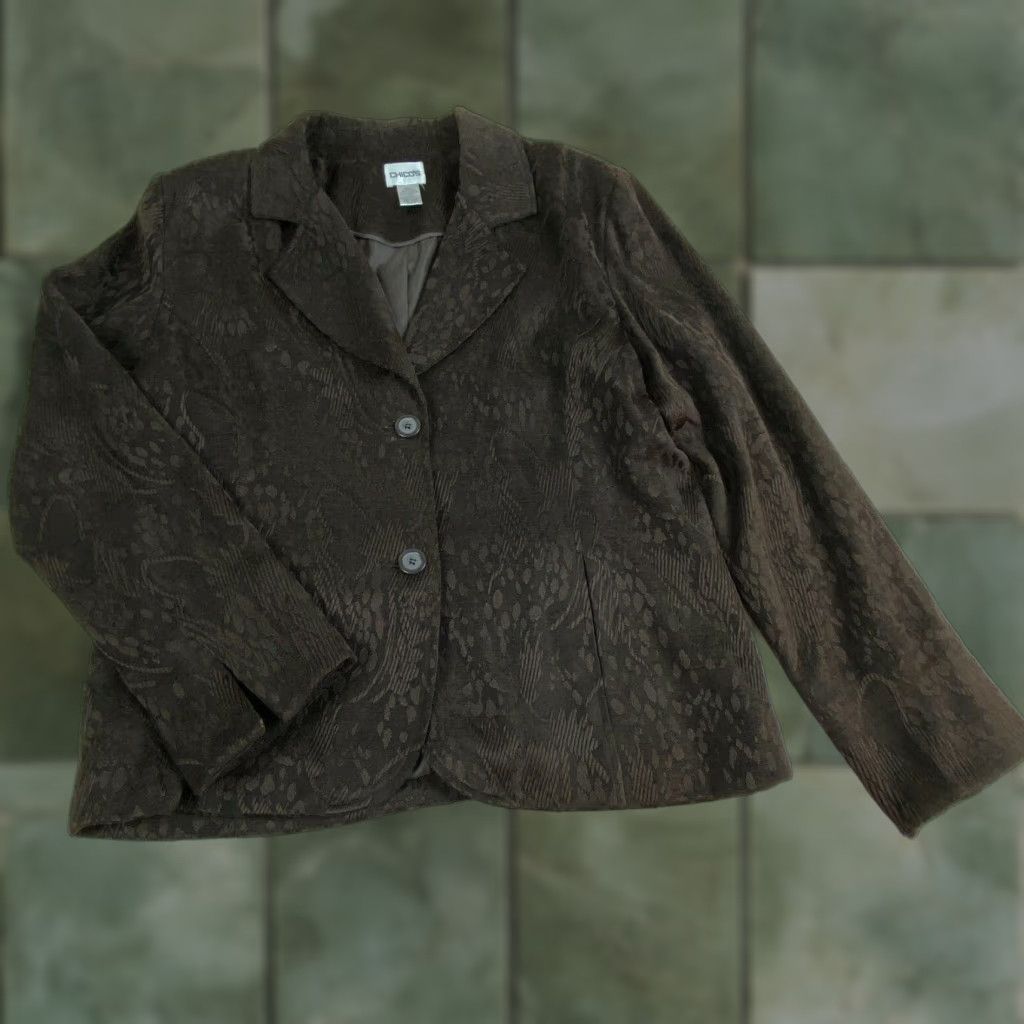 Vintage Chicos Women's Brown Textured Blazer Jacket Size 12 Size XL / US 12-14 / IT 48-50 - 1 Thumbnail
