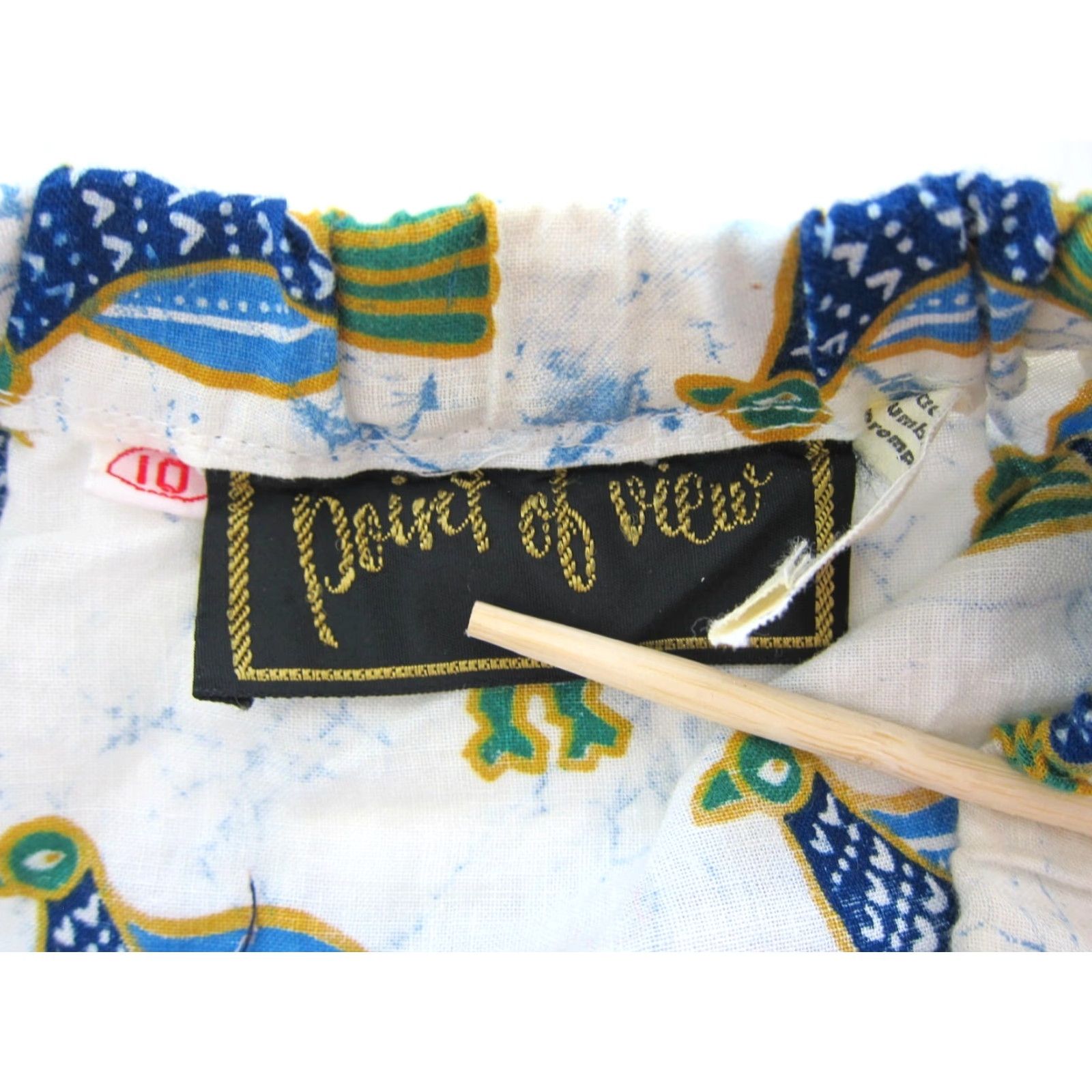 Vintage VINTAGE Point Of View Skirt Maxi Floral Bohemian 90s Blue White Green Red Bird Cotton Elastic Waist XS Womens Size 26" / US 2 / IT 38 - 3 Thumbnail