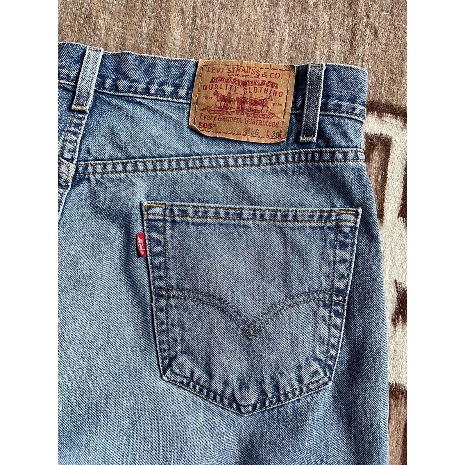Jean Levi's 505 Vintage Regular Straight Denim Jeans 8183AC Size US 36 / EU 52 - 3 Thumbnail