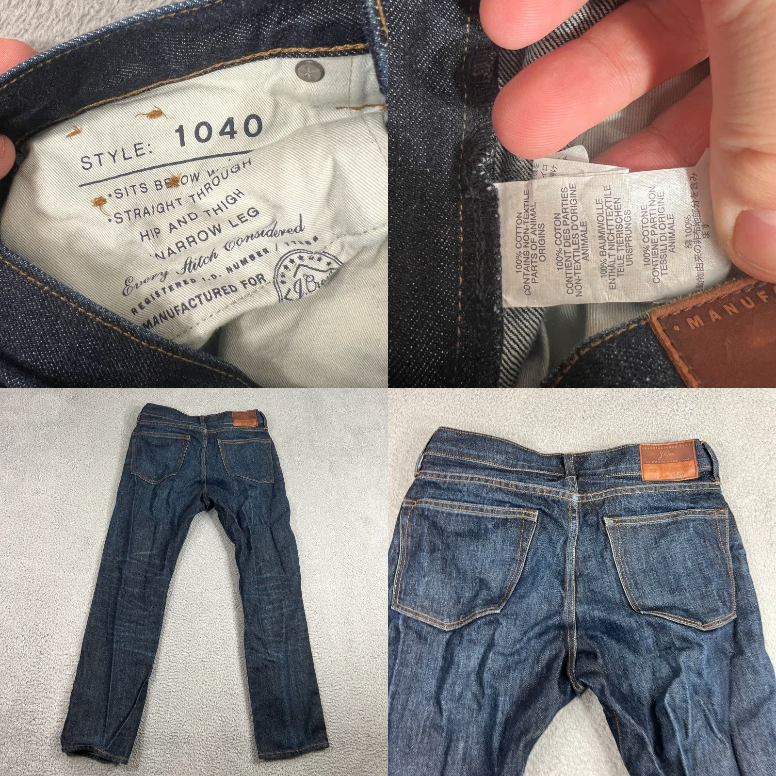 J.Crew J.CREW Jeans Men's 30x30 Blue Dark Wash Tapered 1040 Kaihara Japanese Denim Preppy Hipster Size US 30 / EU 46 - 8 Thumbnail